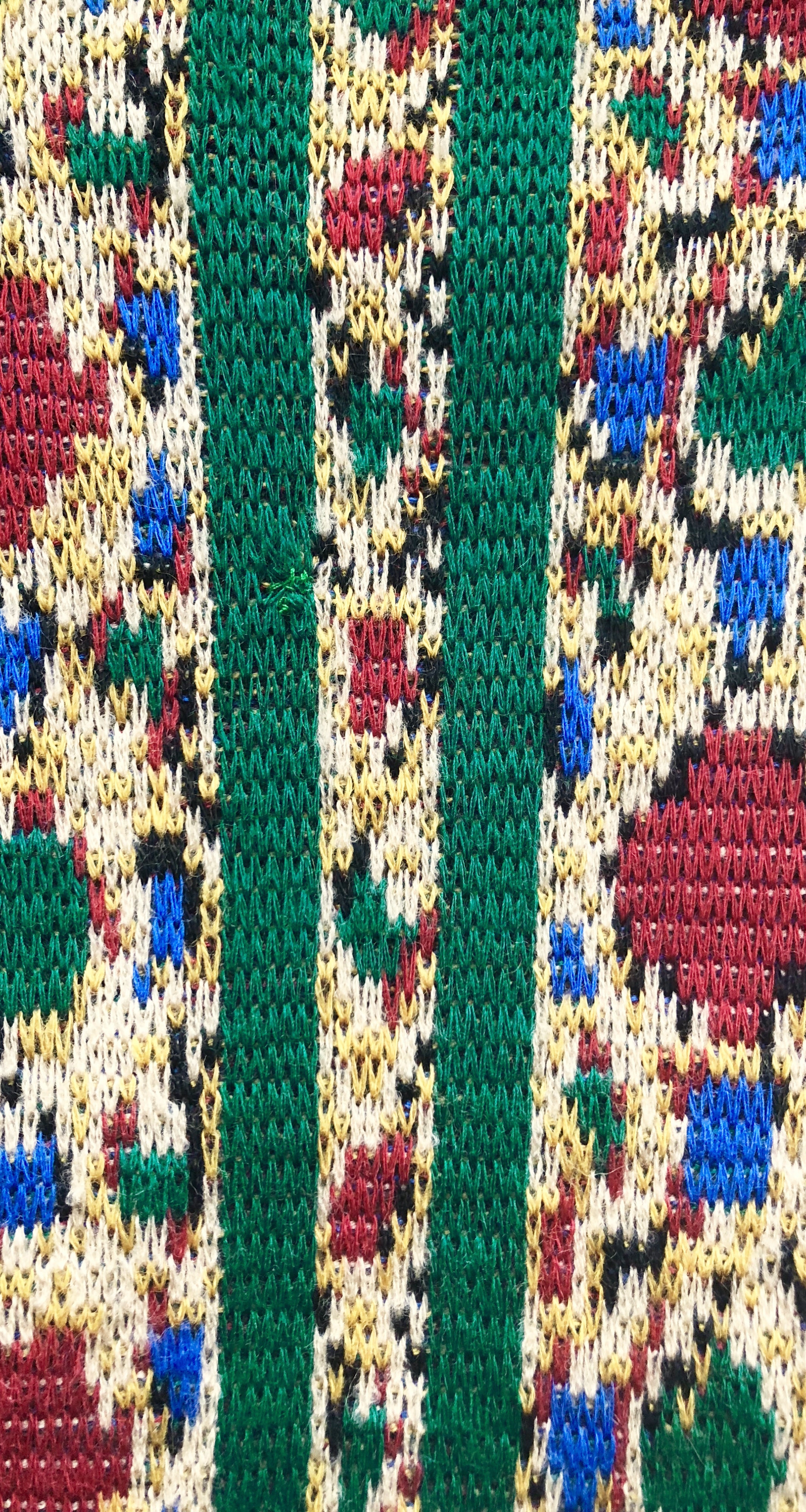 1980s Intarsia Wool Knit Double-Breasted Cardigan