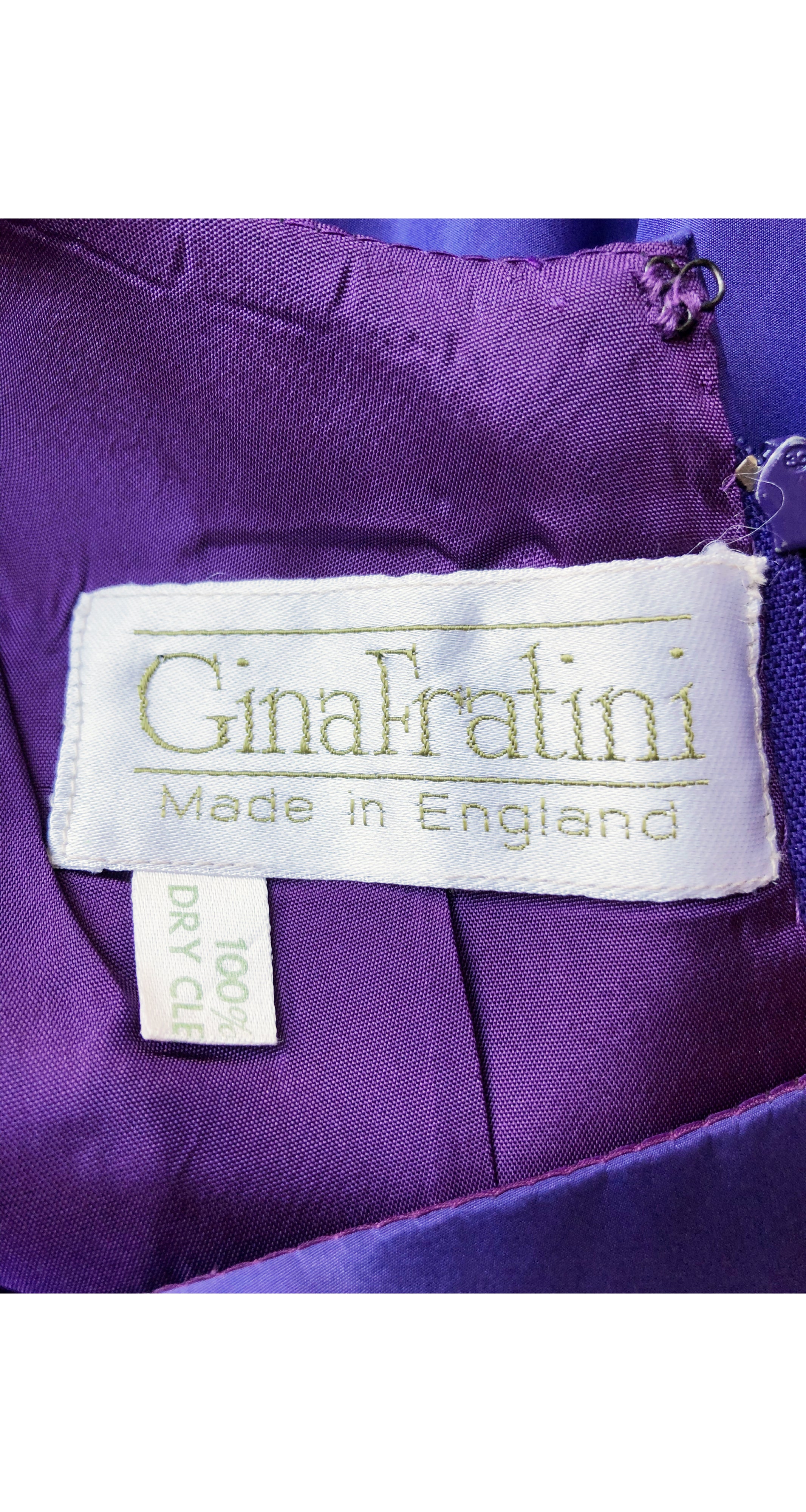 1980s Purple Silk Taffeta Juliet Sleeve Gown