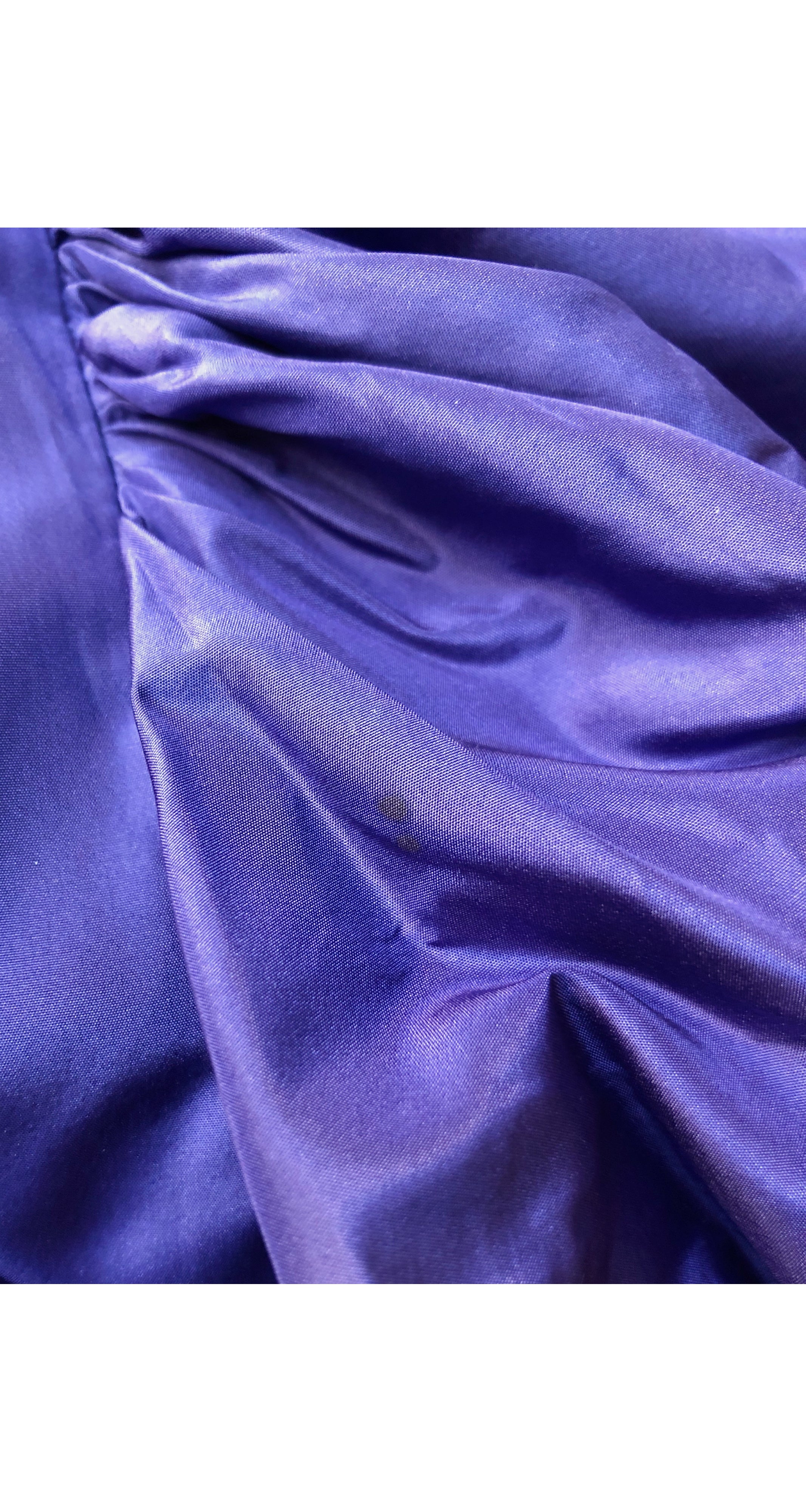 1980s Purple Silk Taffeta Juliet Sleeve Gown