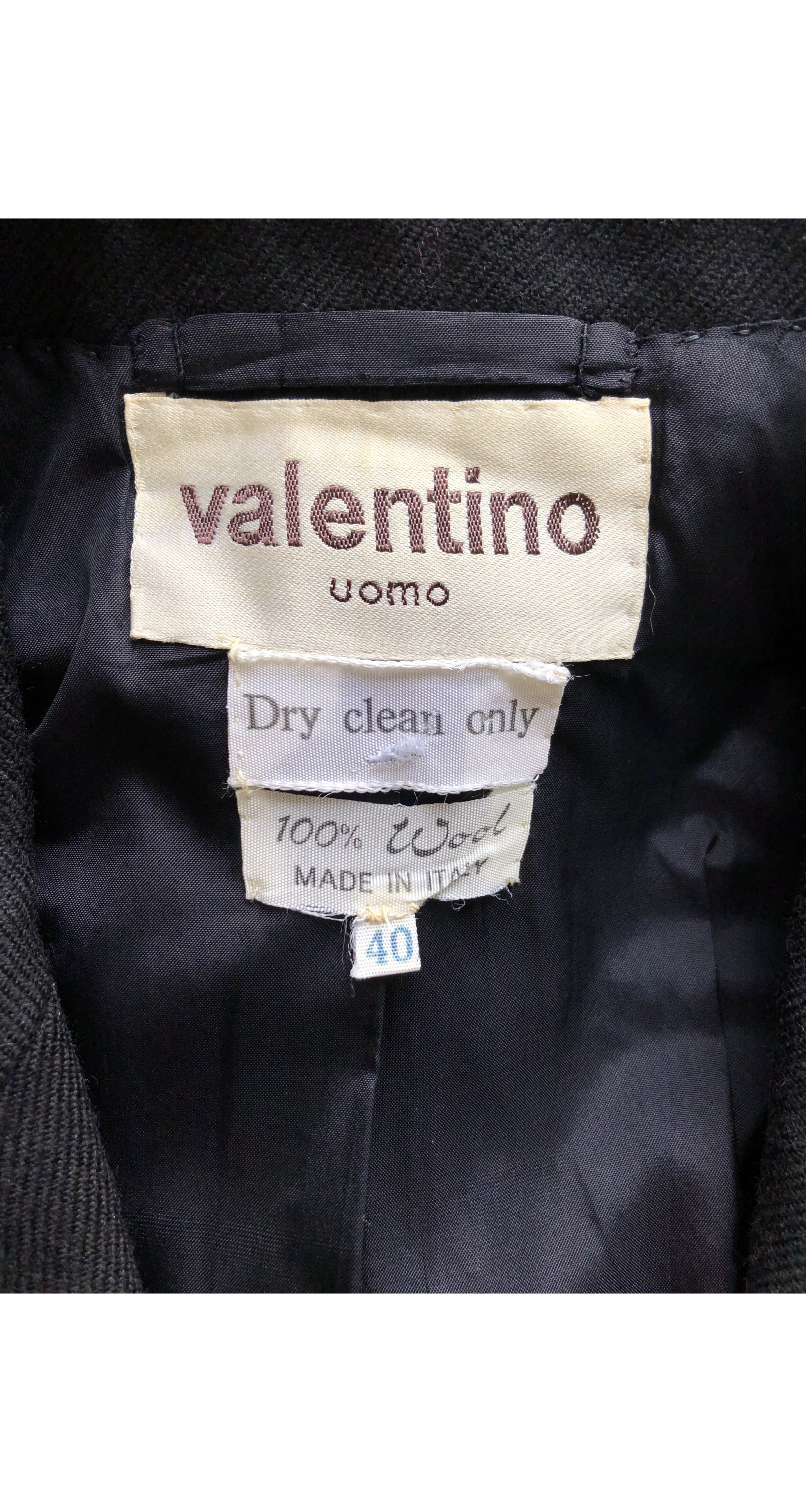 1970s Men's Black Wool Double-Breasted Suit Jacket