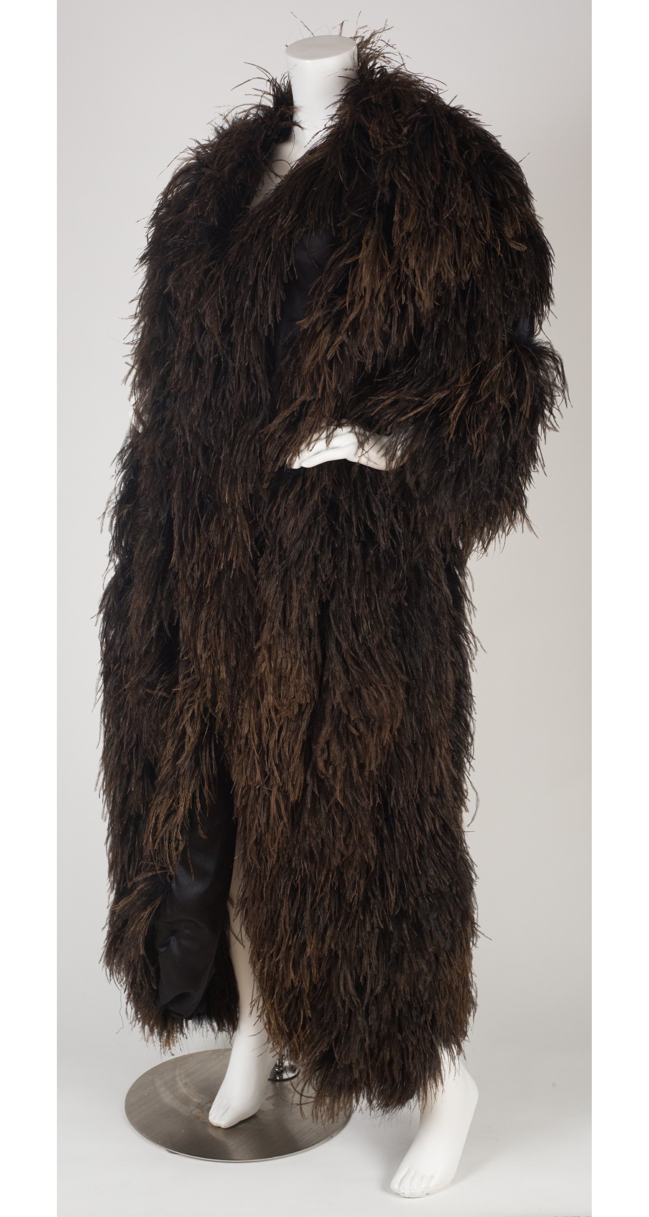 1980s NWT Ostrich Feather Floor Length Coat