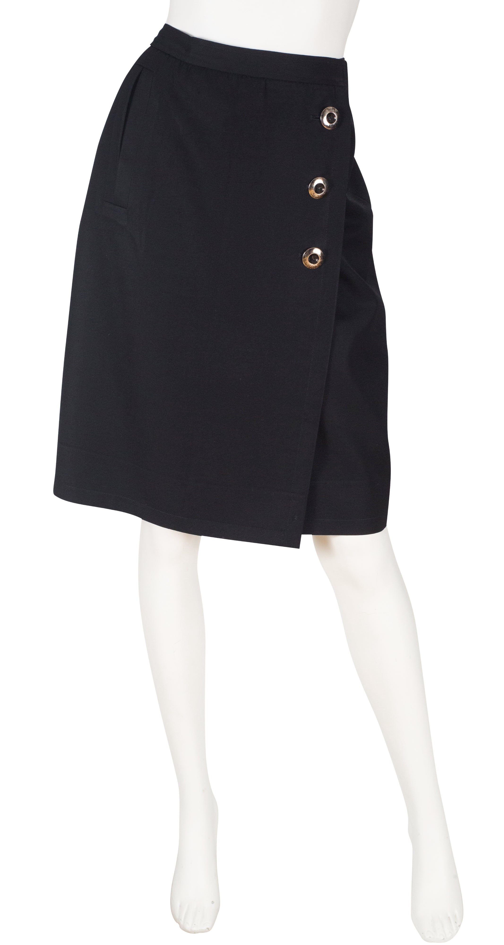 1989 S/S "Le Smoking" Black Wool Gabardine Skirt