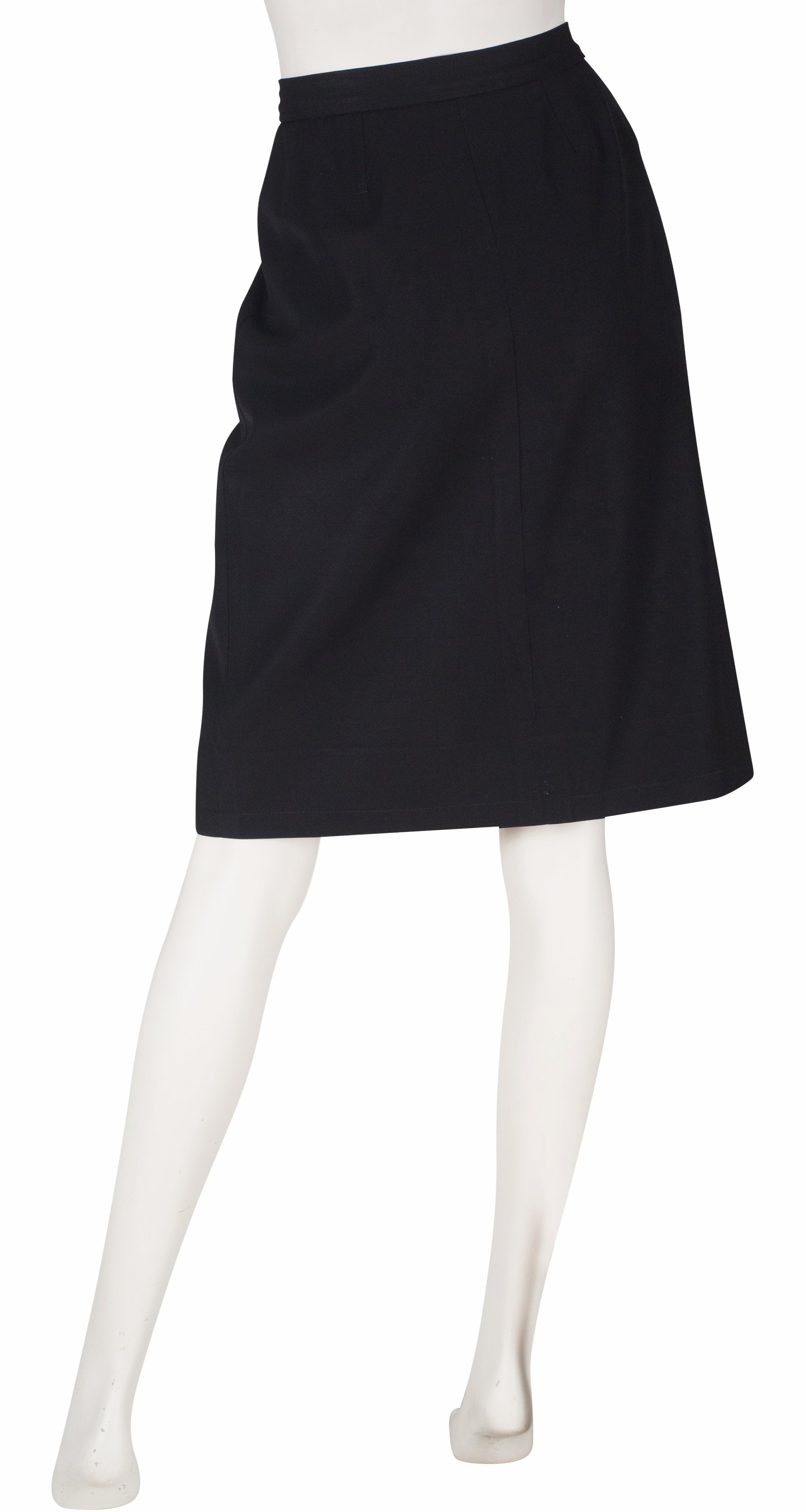 1989 S/S "Le Smoking" Black Wool Gabardine Skirt