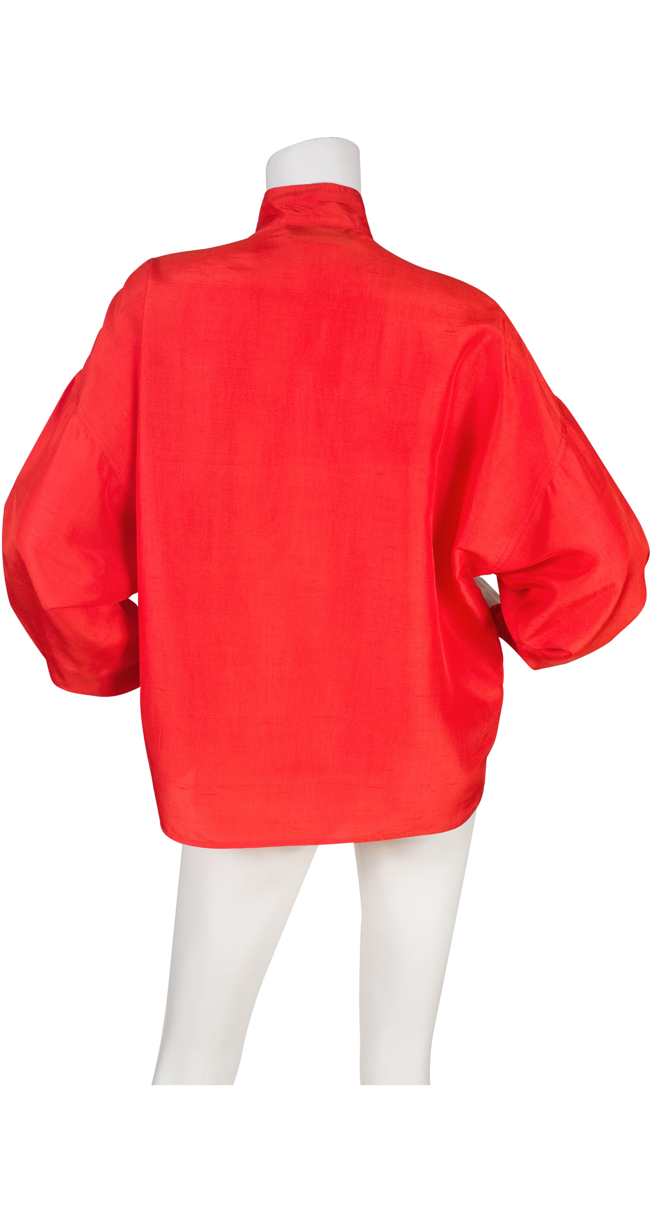 1980s Blood Orange Raw Silk Box Cut Blouse