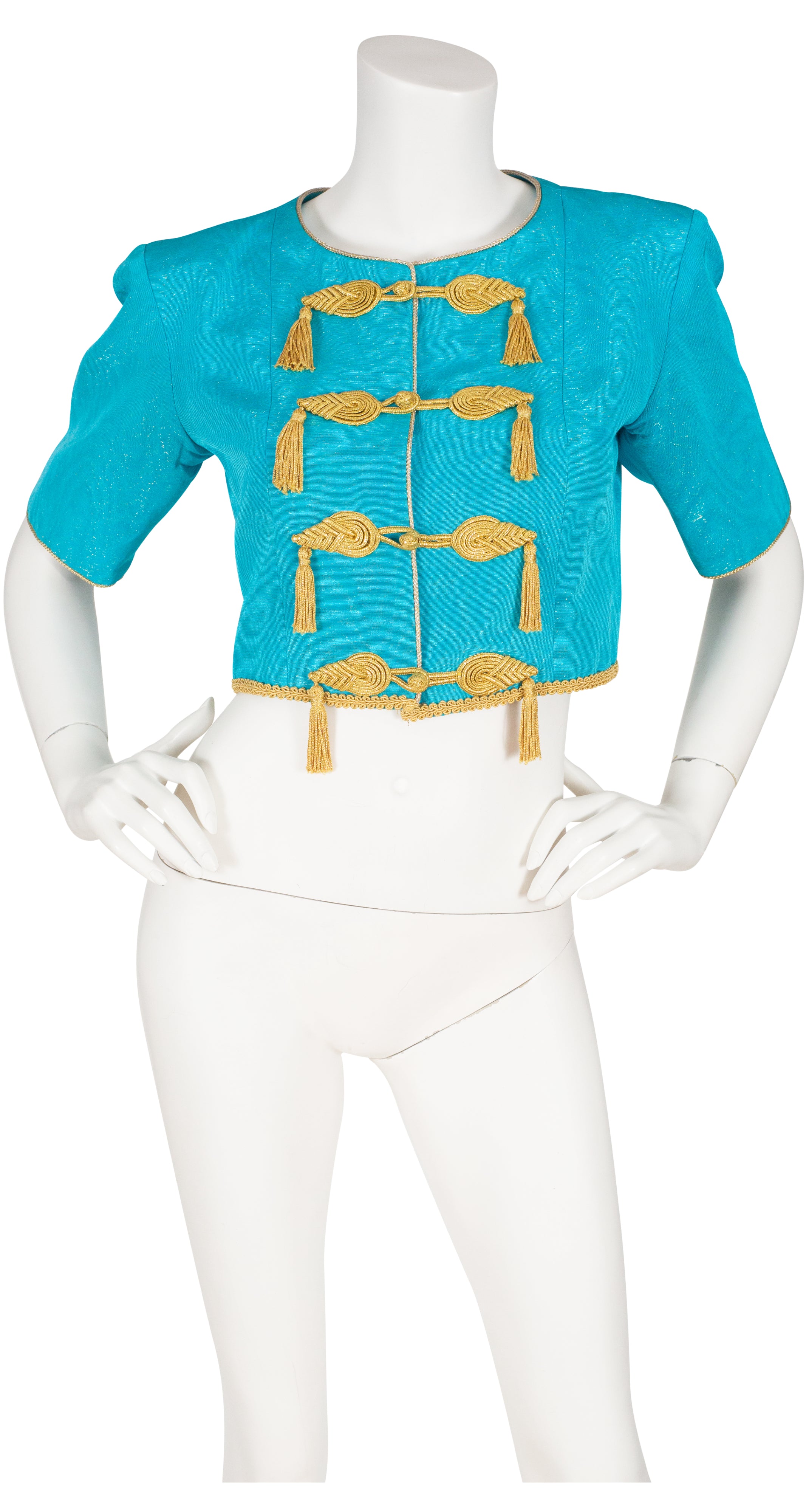 1993 S/S Runway Gold Tassel Turquoise Jacket