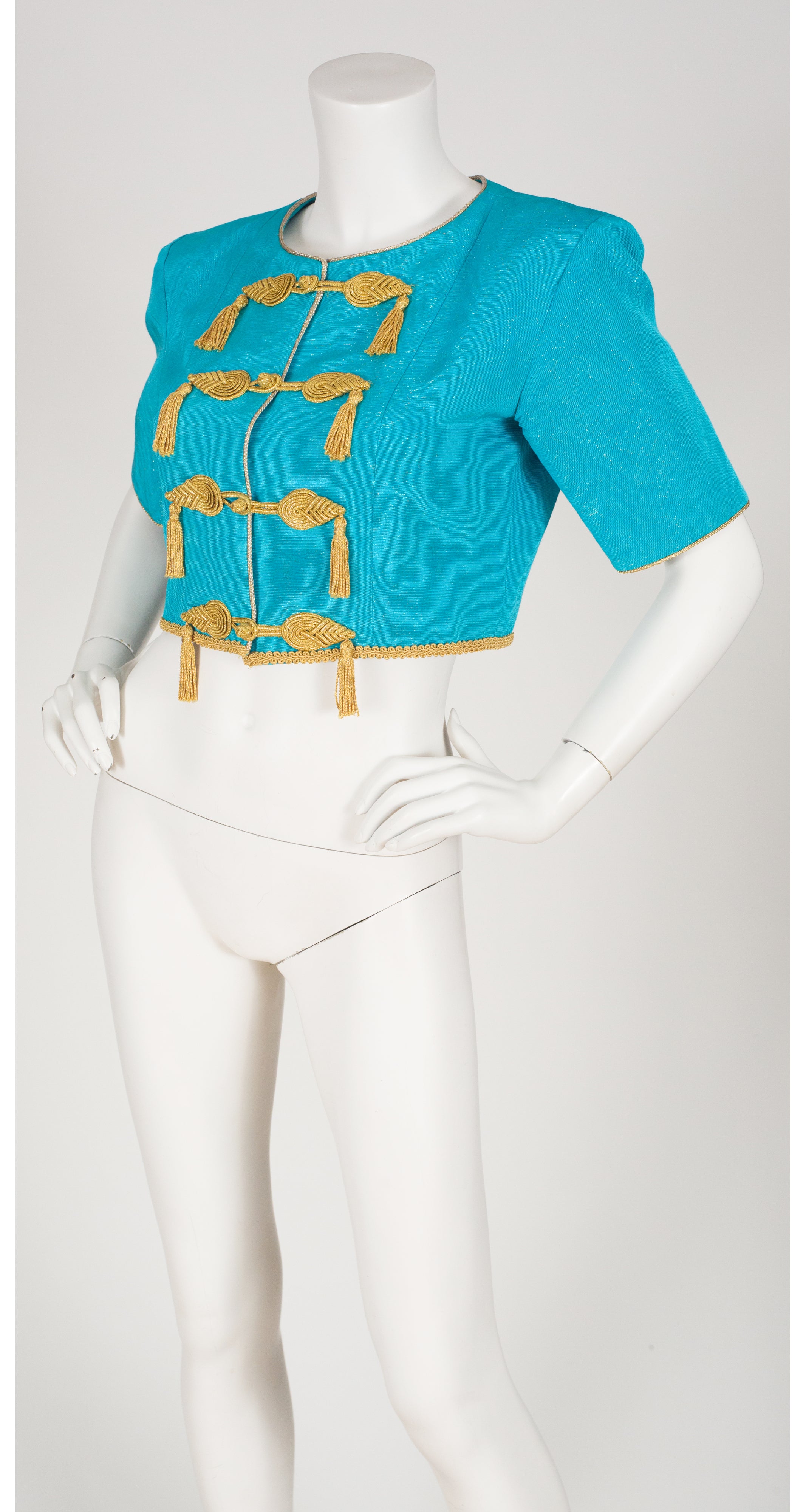 1993 S/S Runway Gold Tassel Turquoise Jacket