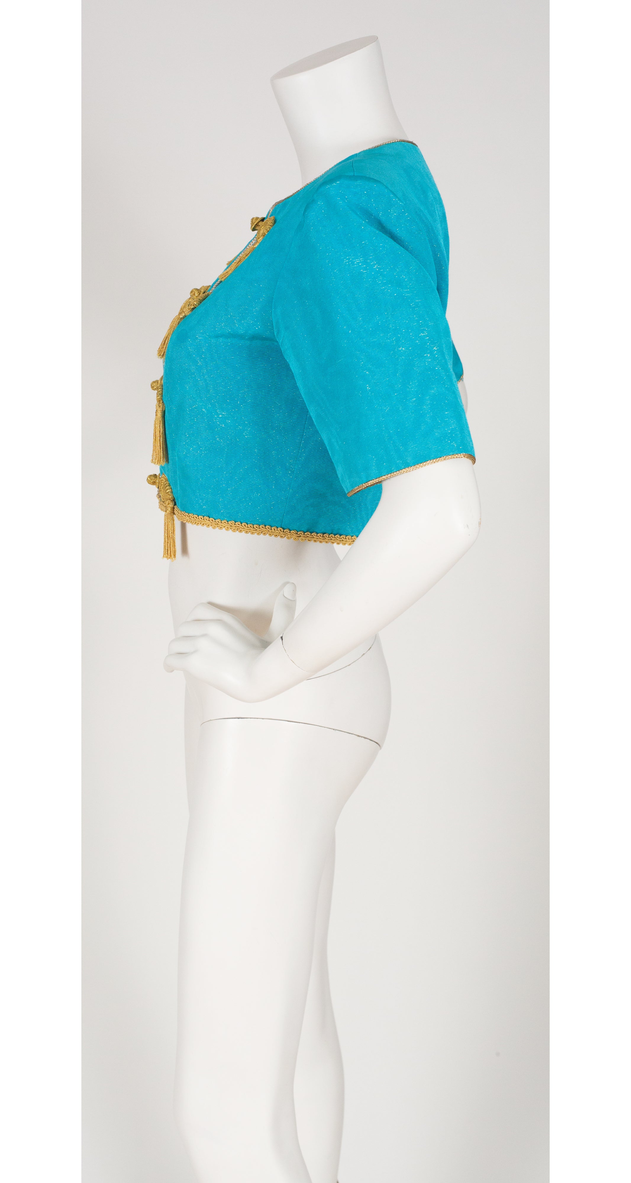 1993 S/S Runway Gold Tassel Turquoise Jacket