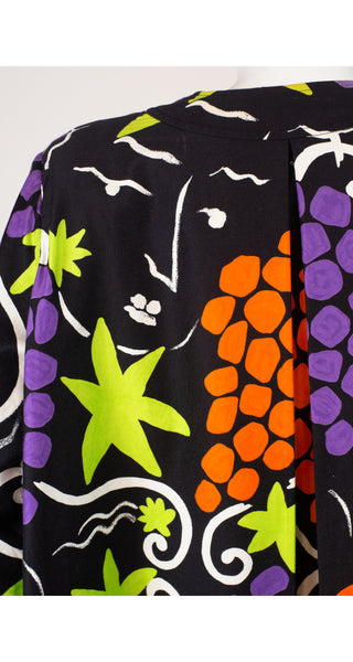 Yves Saint Laurent 1980s Face & Grape Print Cotton Swing Jacket