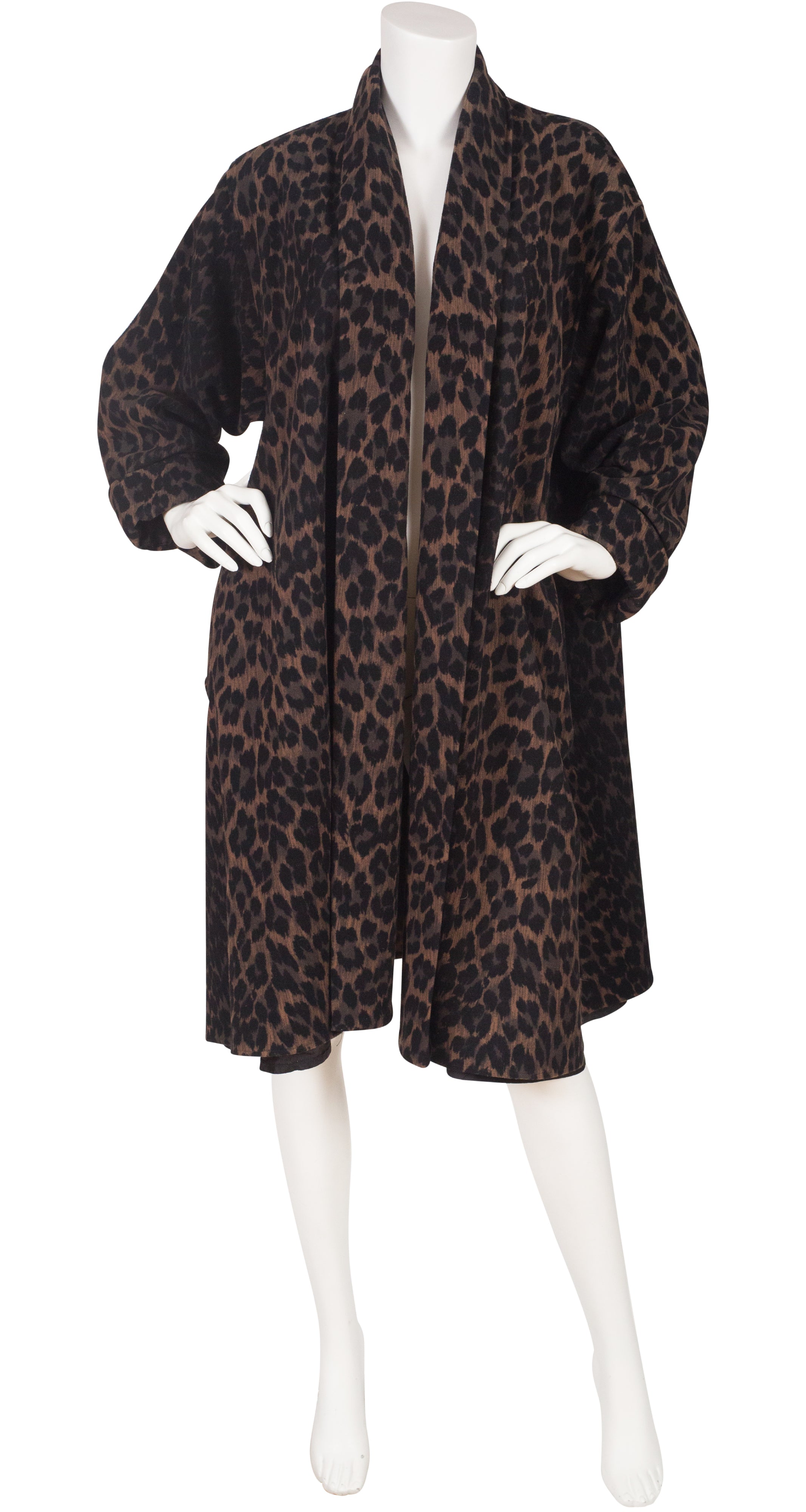 1980s Leopard Print Wool Swing Coat