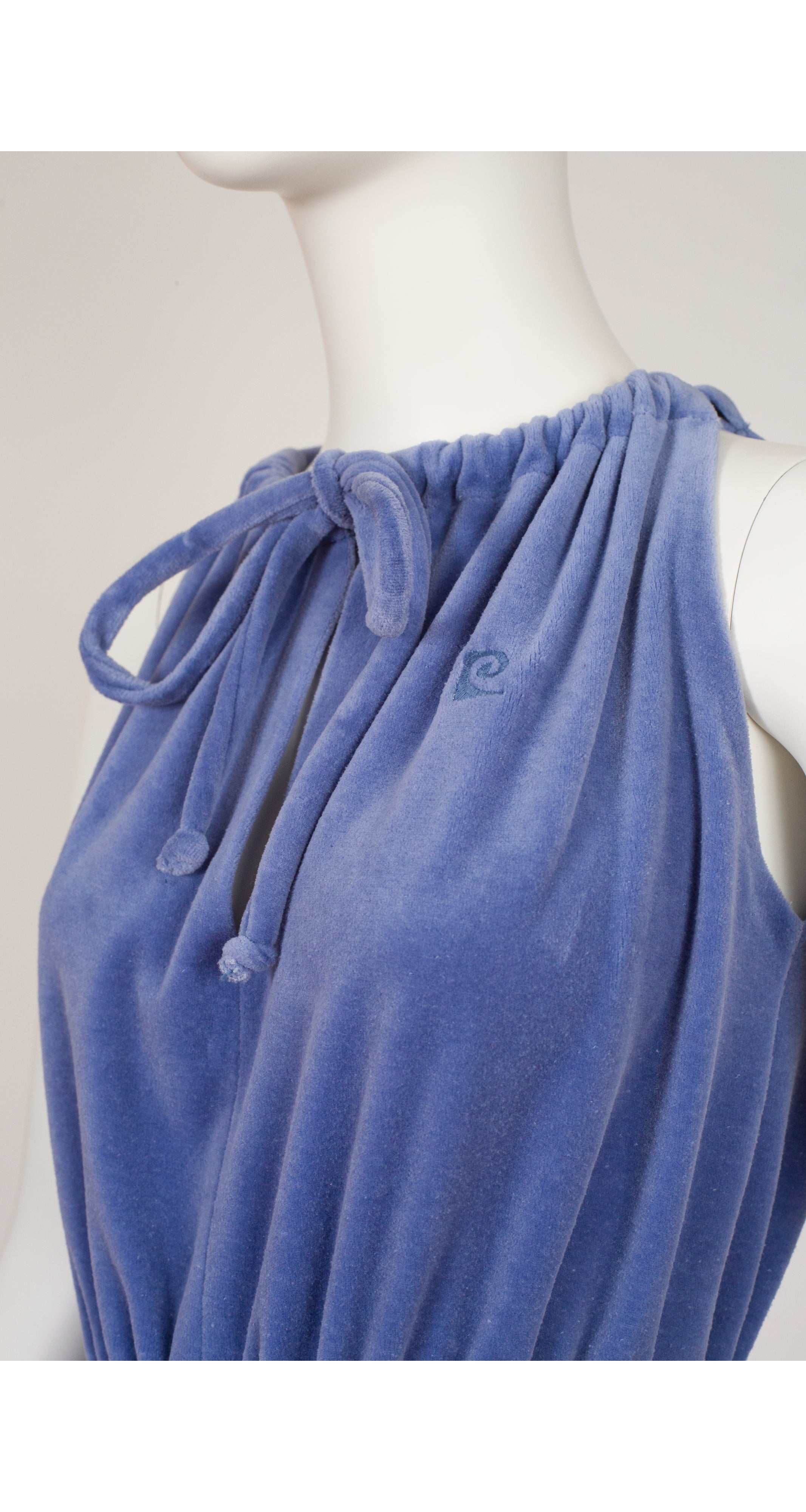 1970s Logo Periwinkle Terry Cloth Maxi Lounge Dress