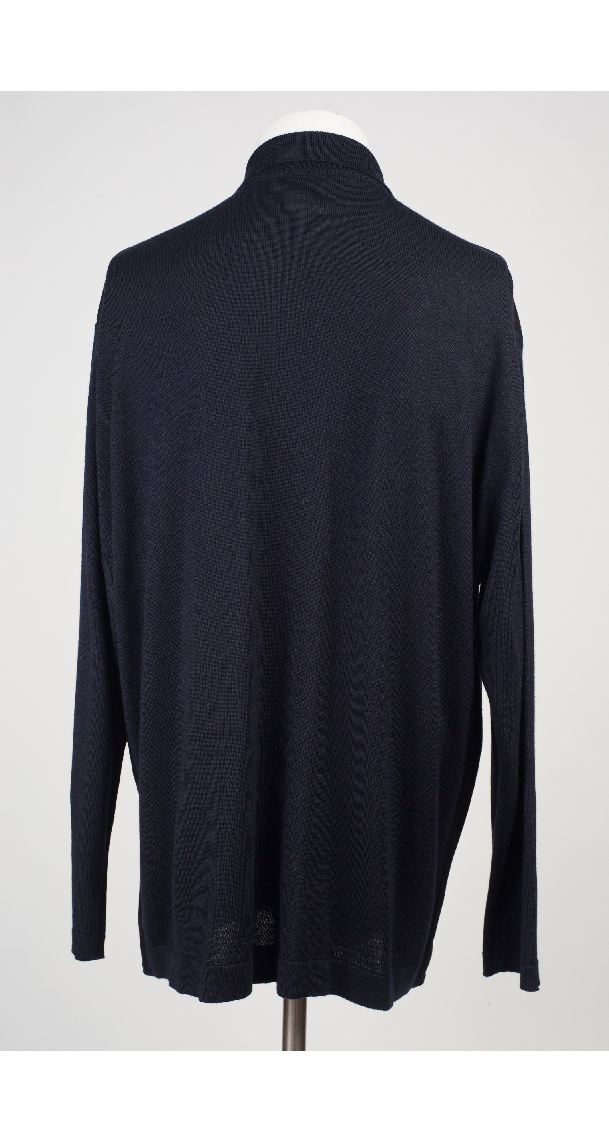 1990s Men's Black Suede & Navy Wool Sweater