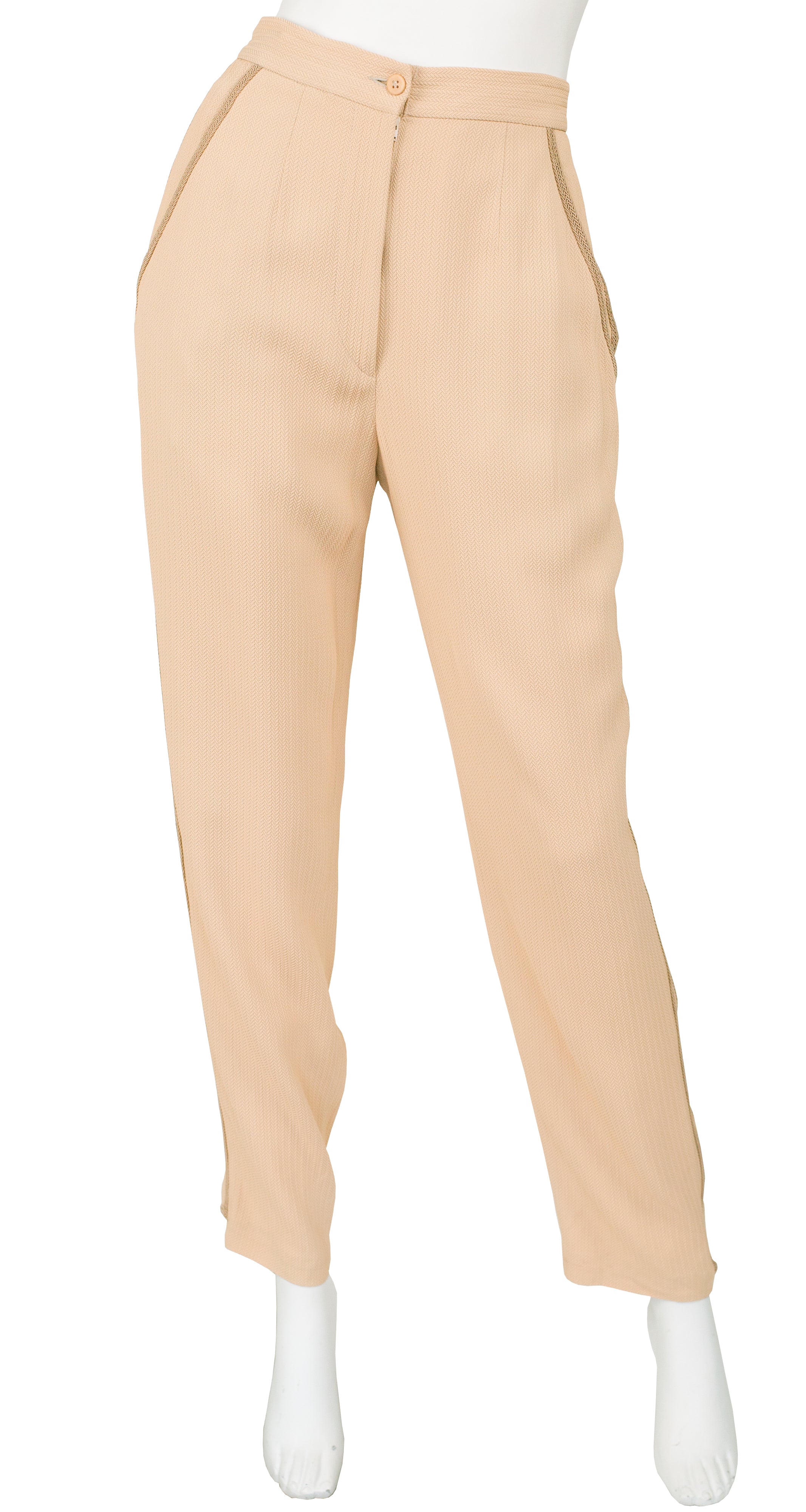 1980s Western-Inspired High-Waisted Rayon Trousers