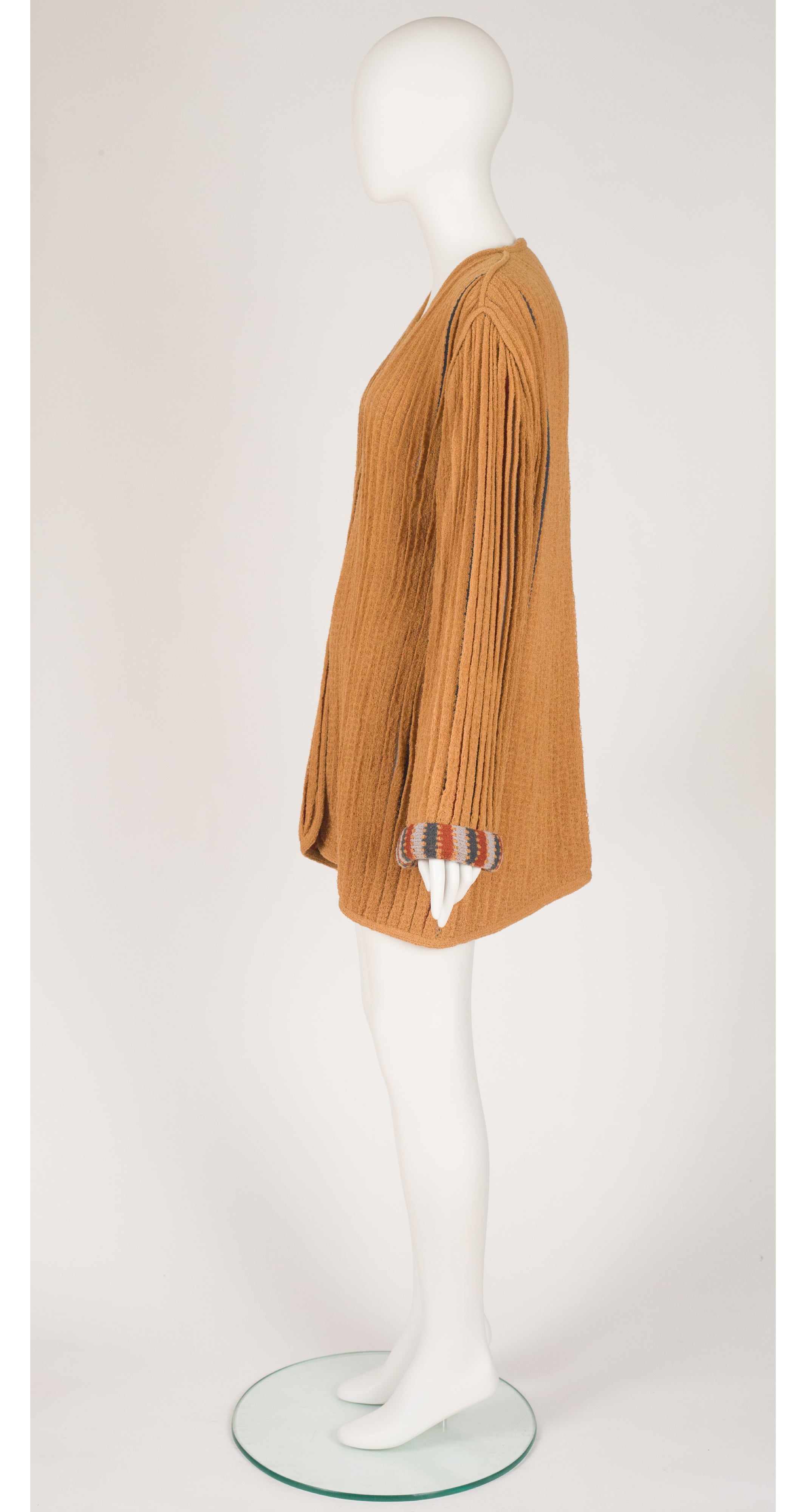 1970s Pleated Wool Knit Cardigan & Scarf Set