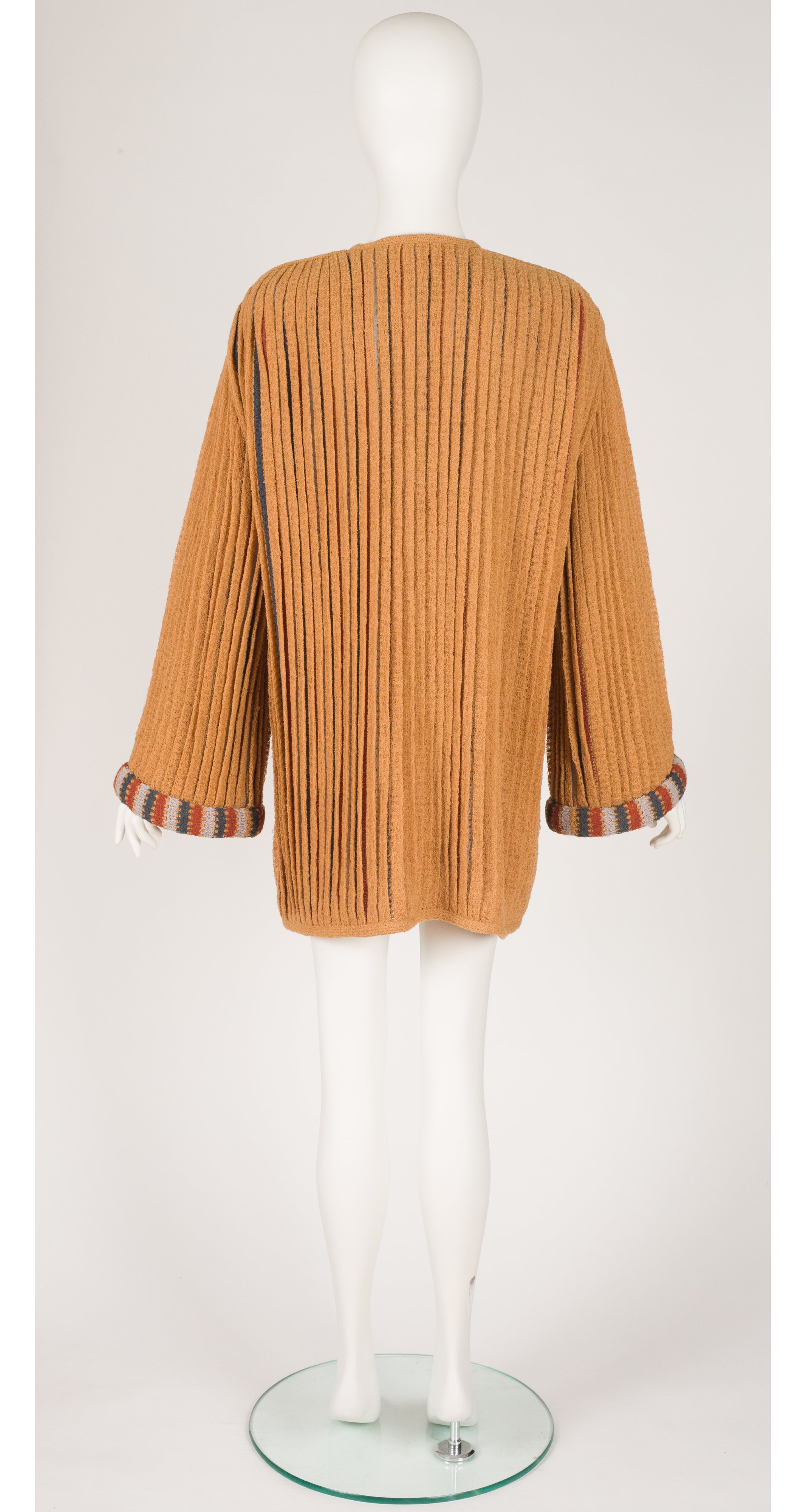 1970s Pleated Wool Knit Cardigan & Scarf Set