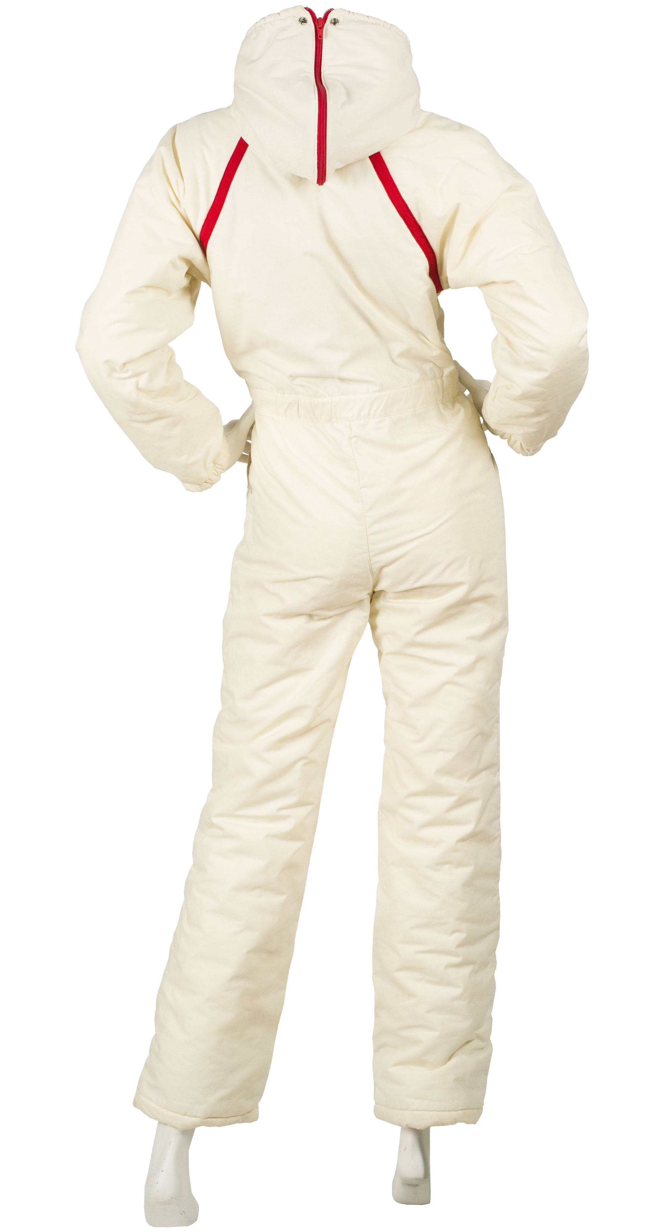 1970s Cream & Red Snow Bunny One Piece Ski Suit