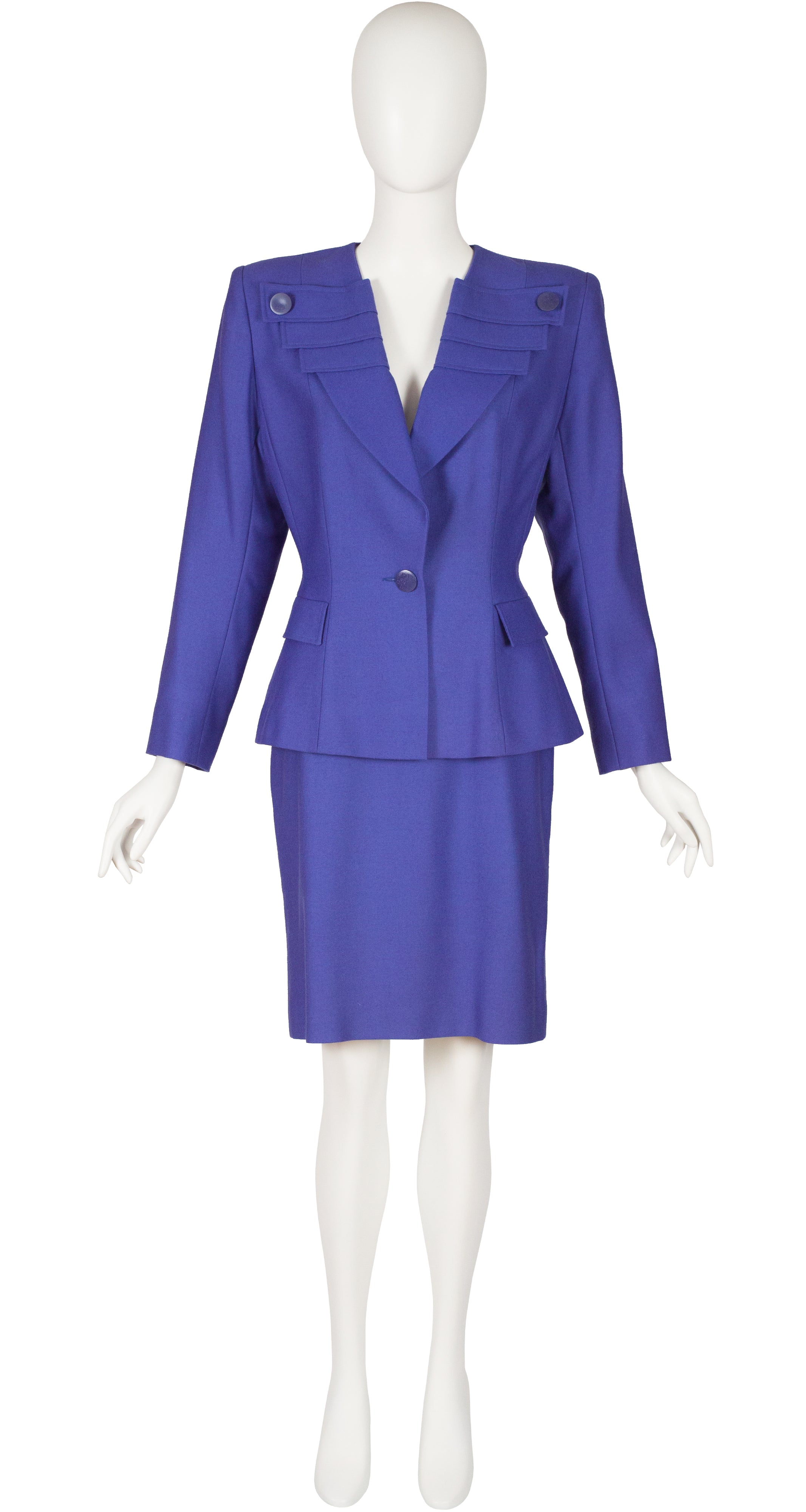 1980s-does-1940s Periwinkle Wool Skirt Suit