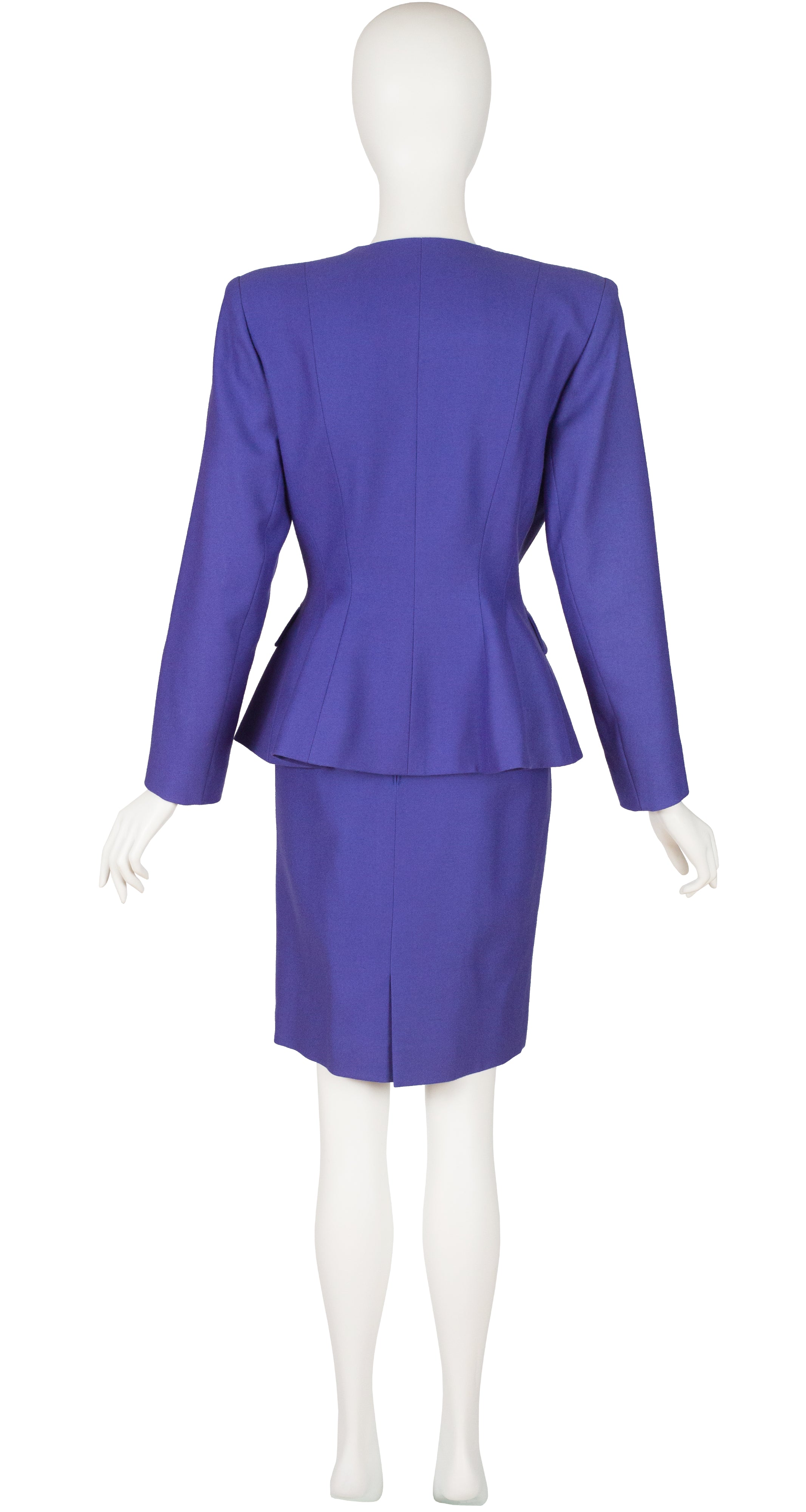 1980s-does-1940s Periwinkle Wool Skirt Suit