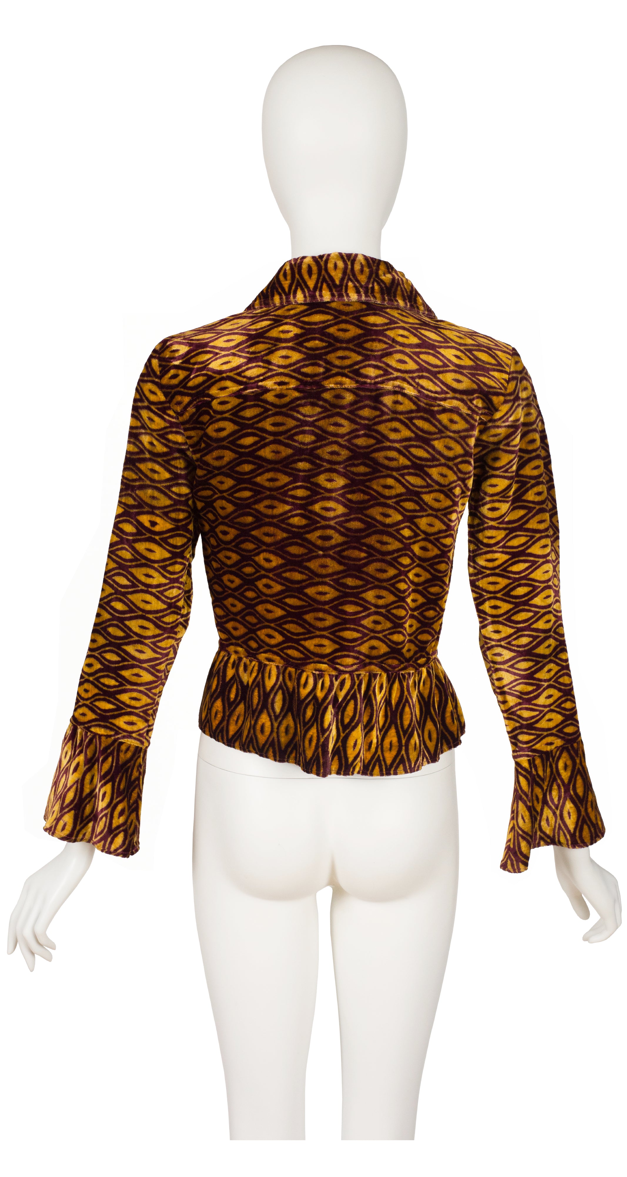 1970s Indian Rayon Velvet Zip-Up Collared Jacket