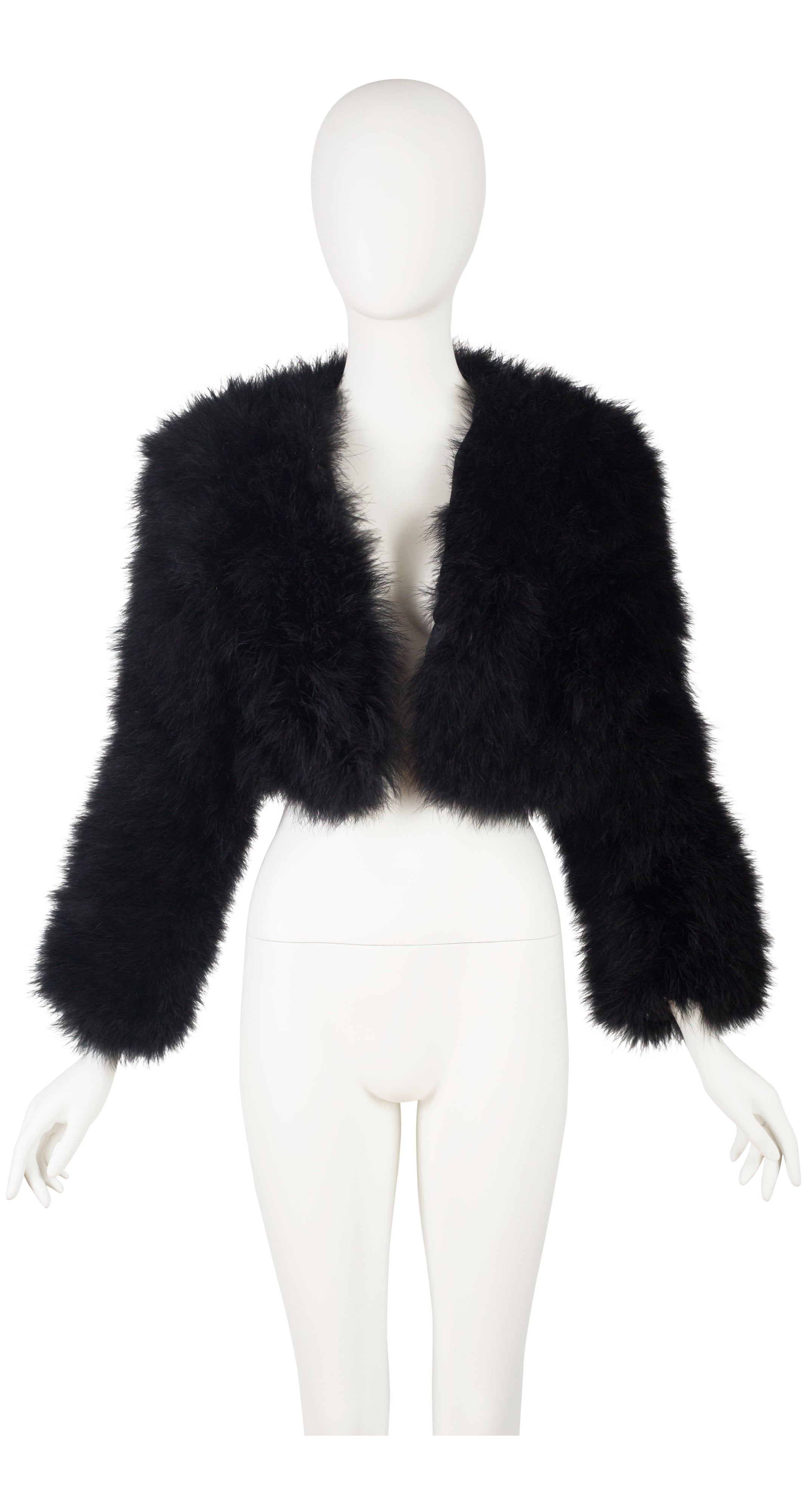 1990s Black Marabou Feather Chubby Jacket