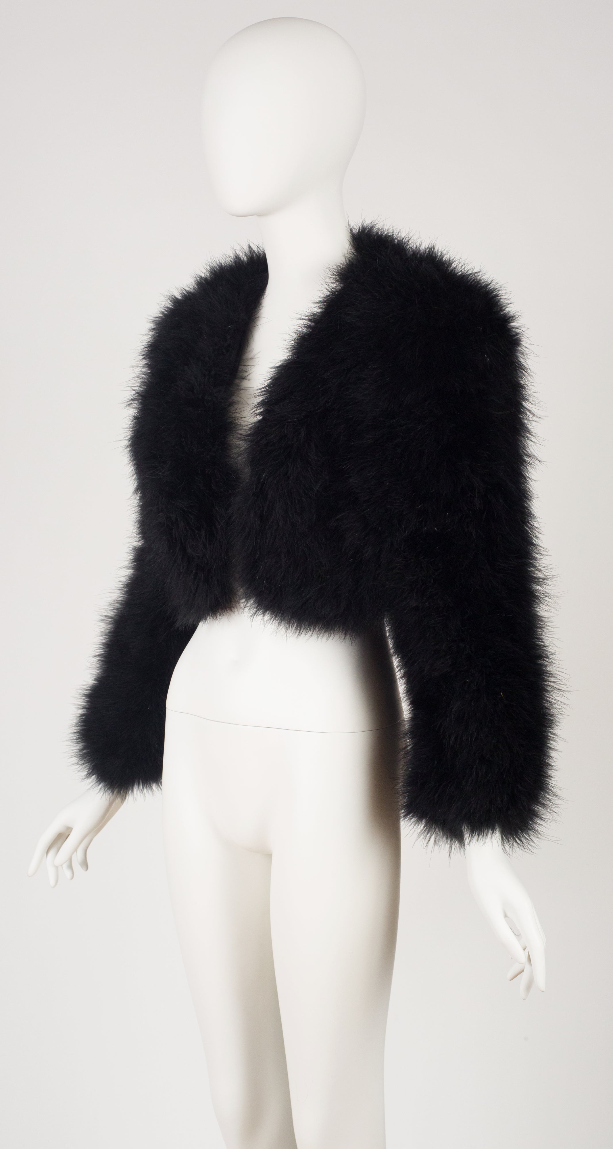 1990s Black Marabou Feather Chubby Jacket