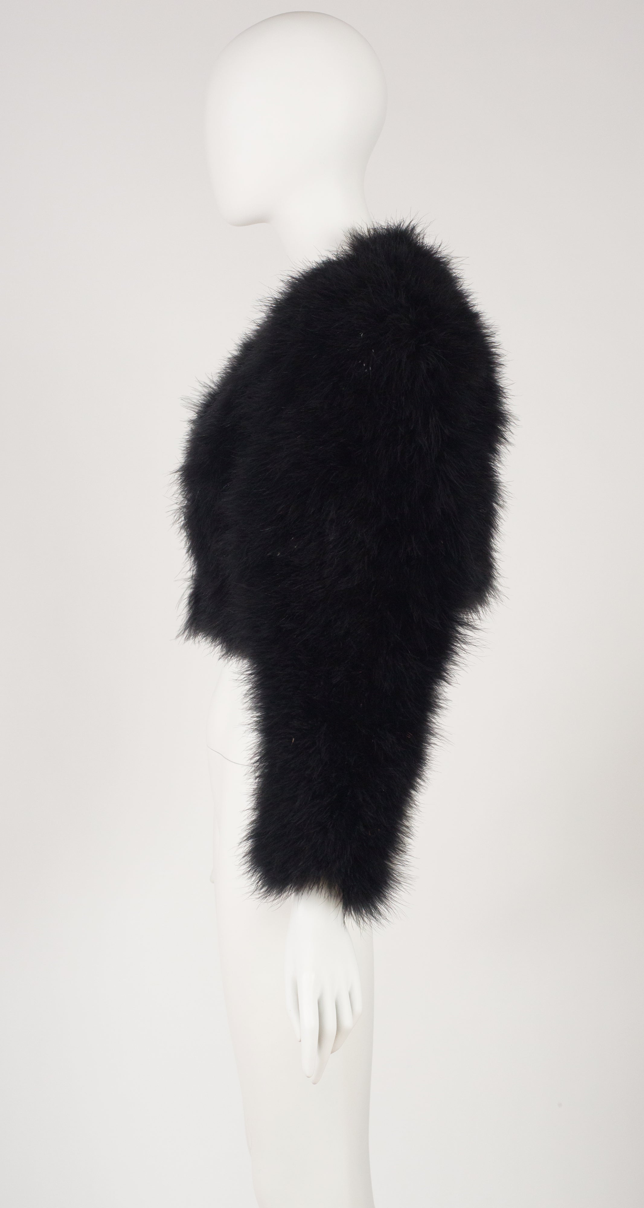 1990s Black Marabou Feather Chubby Jacket