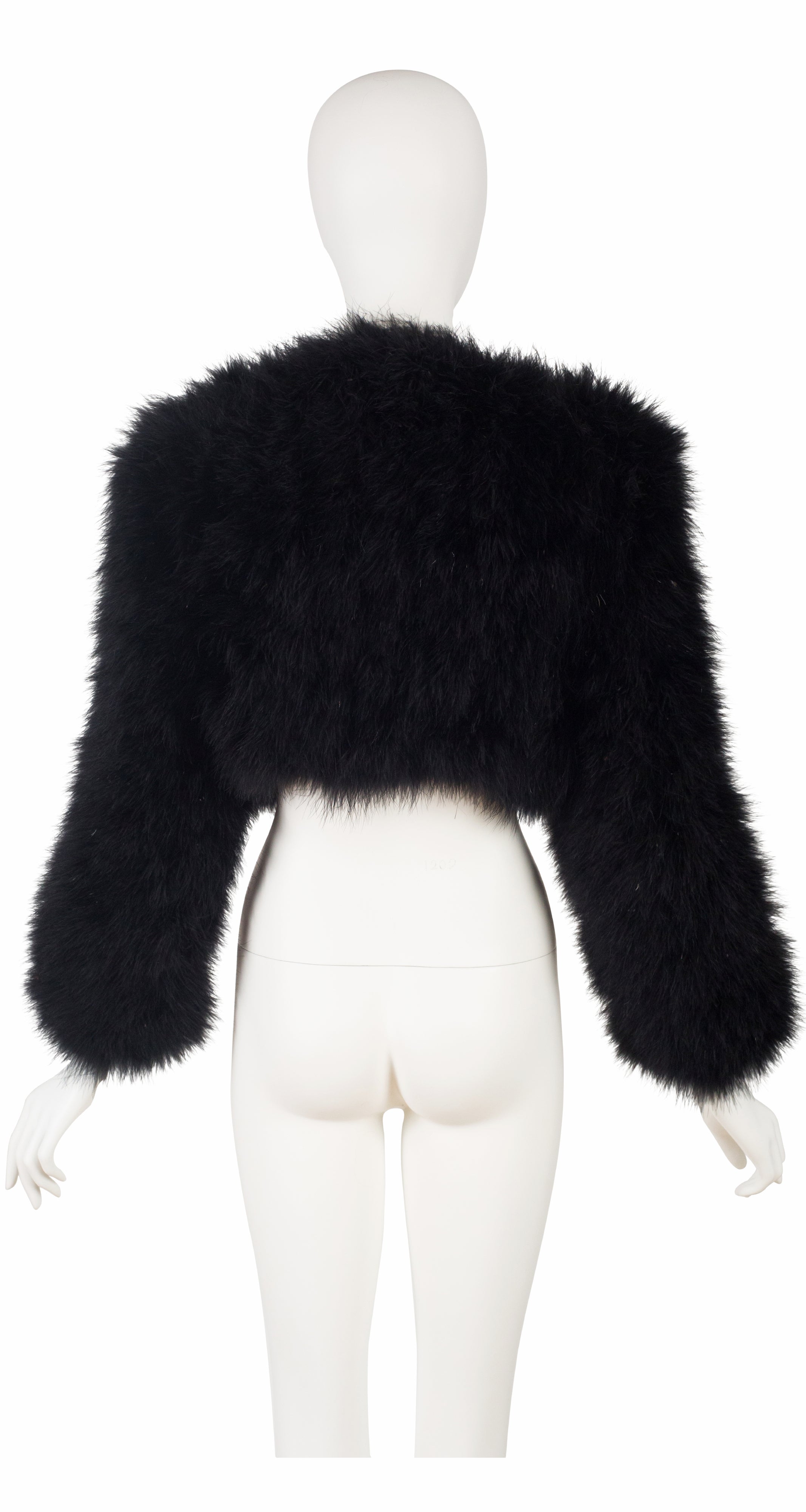 1990s Black Marabou Feather Chubby Jacket