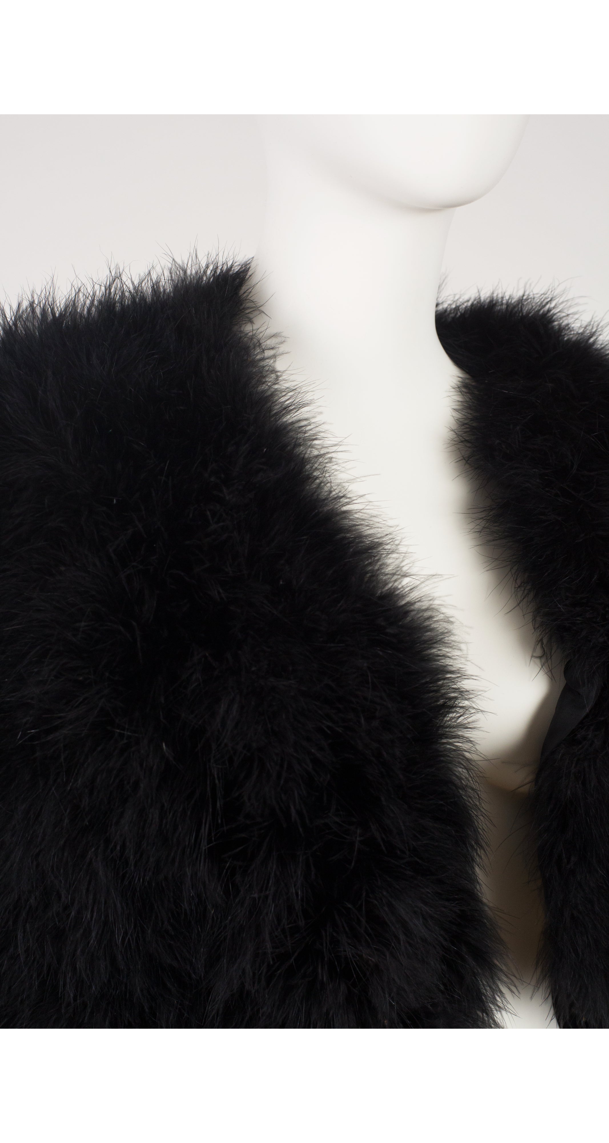 1990s Black Marabou Feather Chubby Jacket