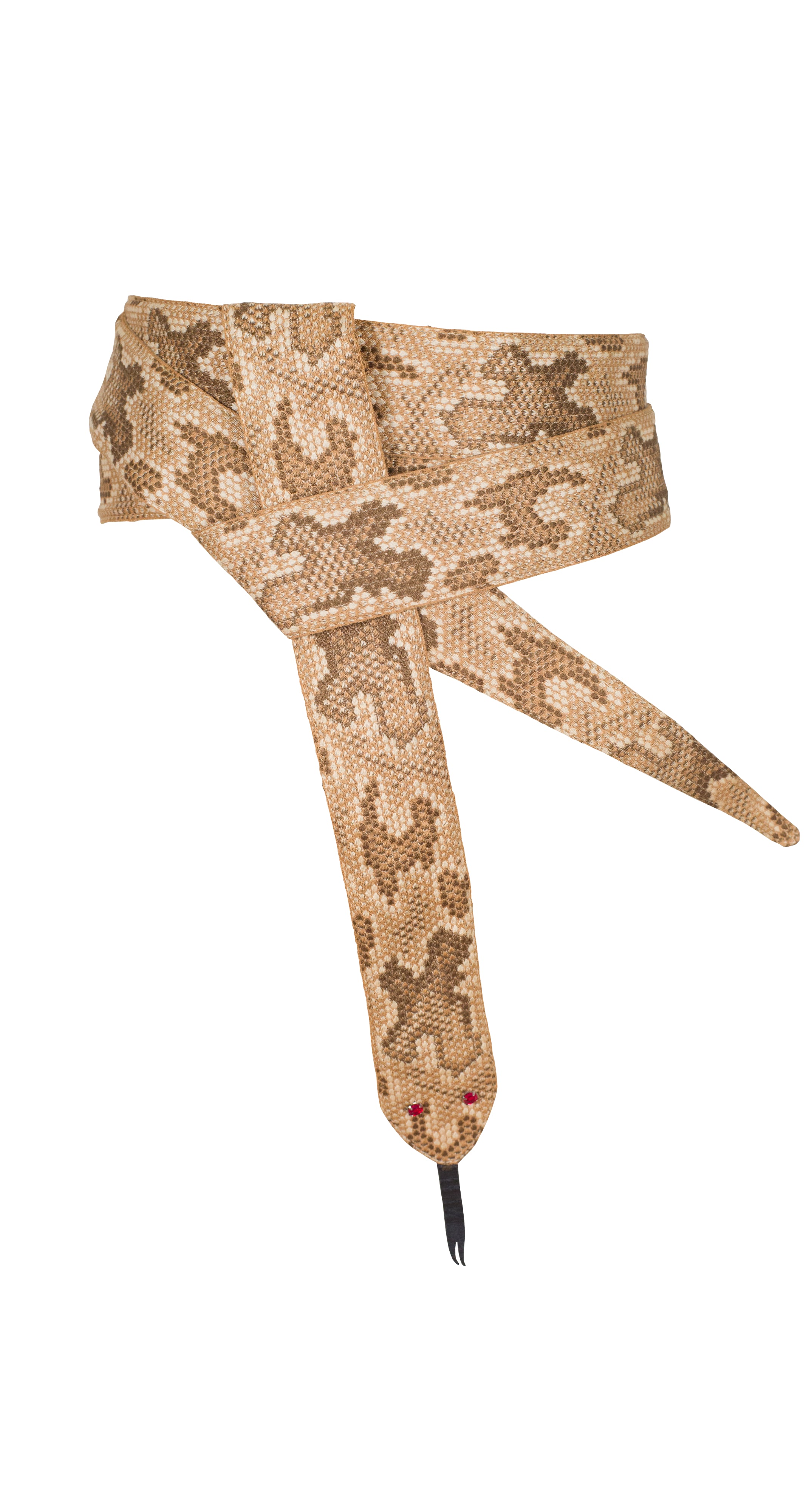 1983-84 F/W Runway 110" Cotton and Leather Python Print Figural Belt