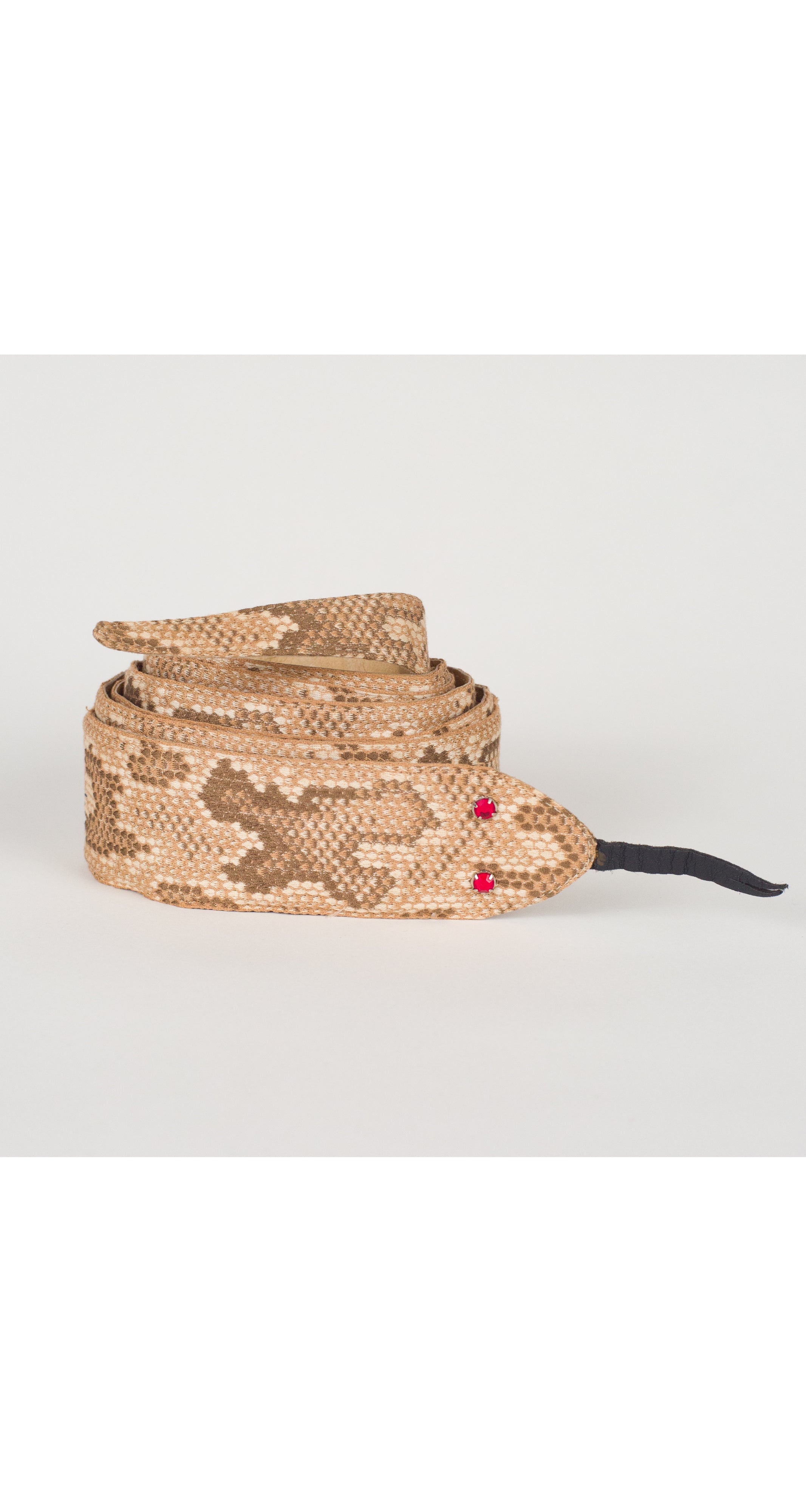 1983-84 F/W Runway 110" Cotton and Leather Python Print Figural Belt