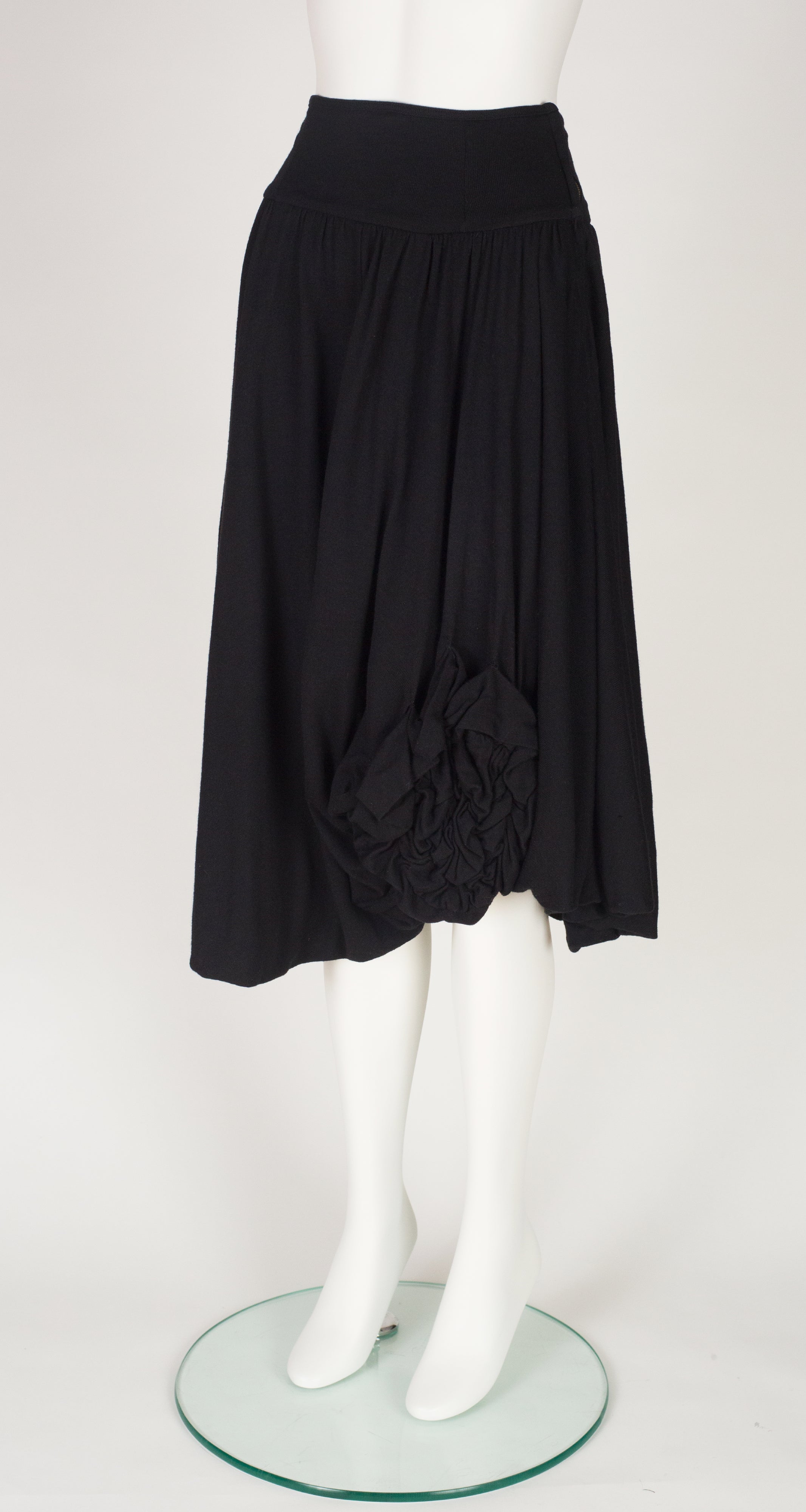 1980s Black Wool Jersey High-Waisted Skirt