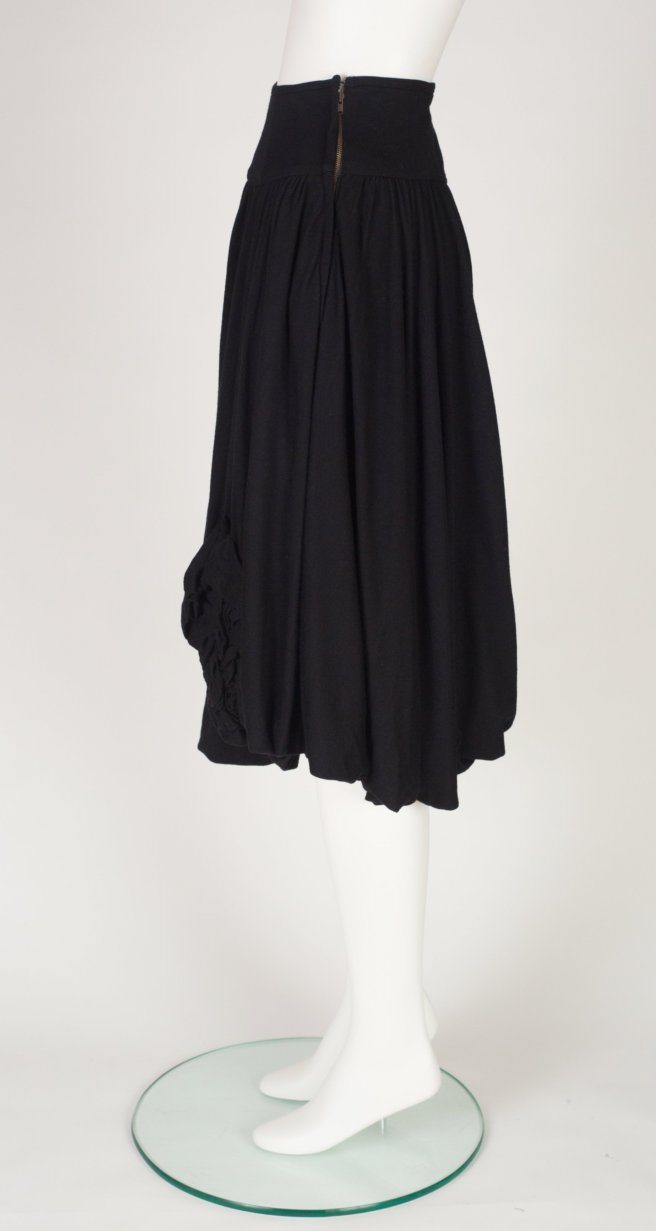 1980s Black Wool Jersey High-Waisted Skirt