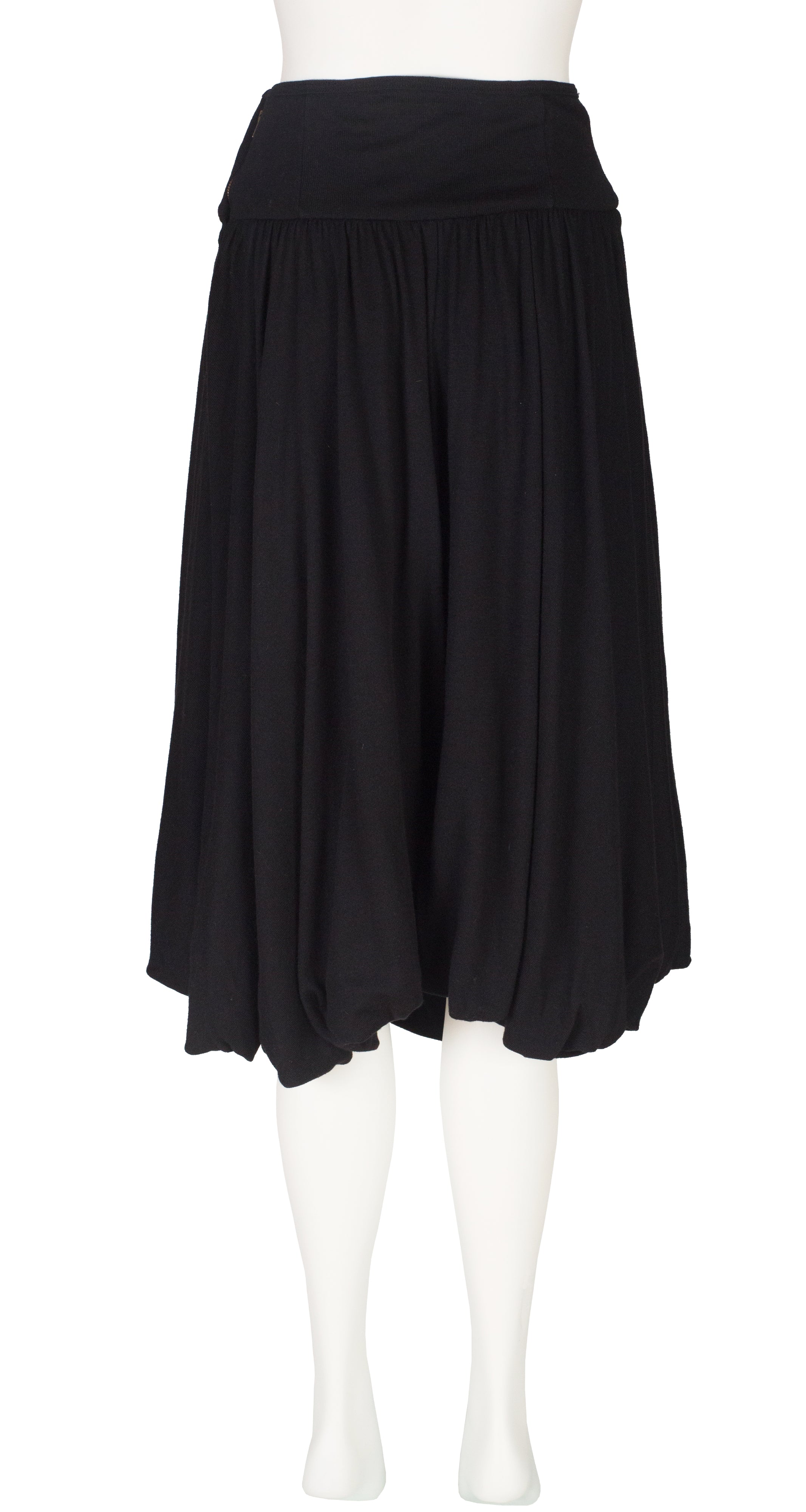 1980s Black Wool Jersey High-Waisted Skirt