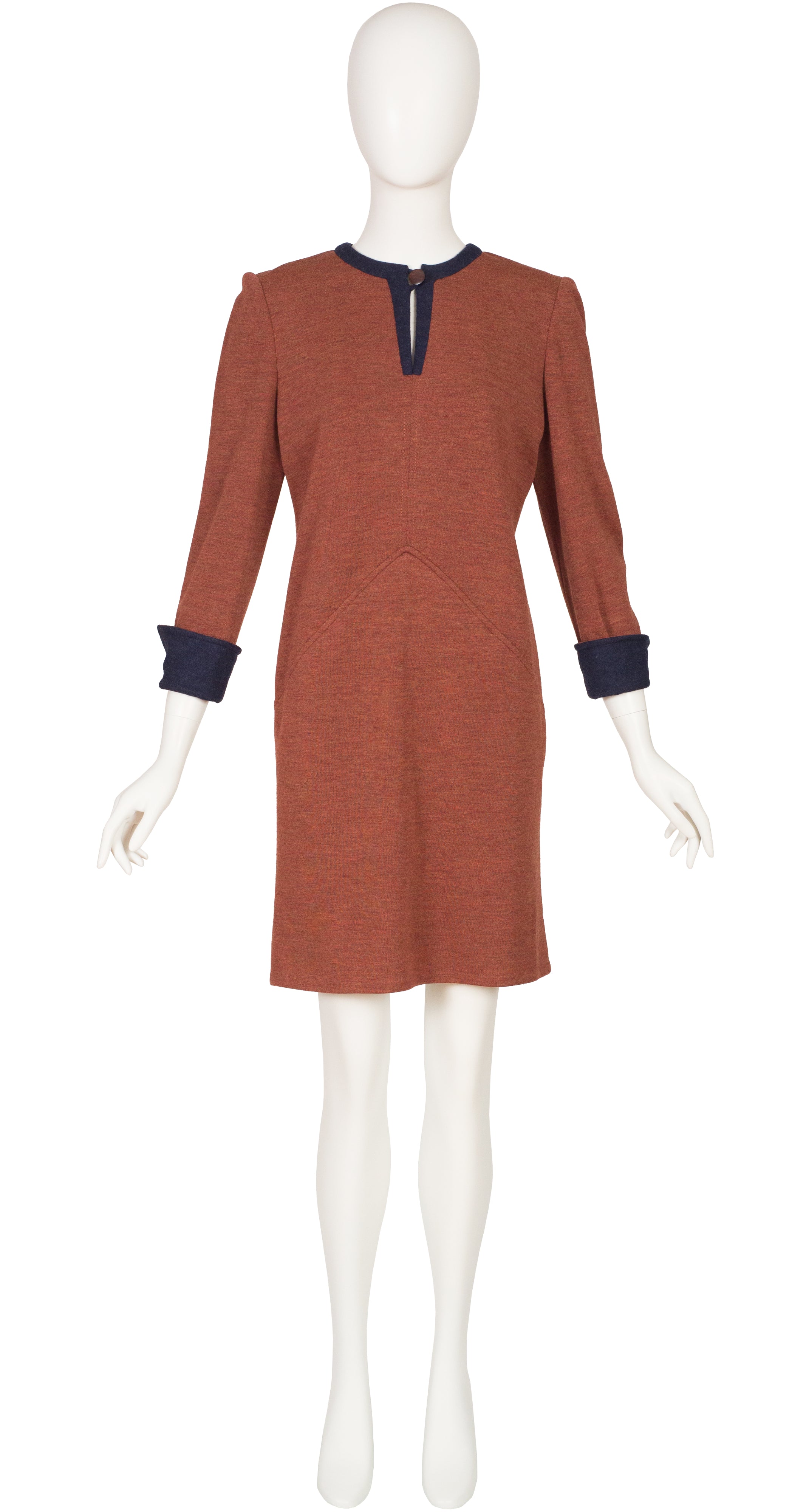 1980s Copper Wool Jersey Day Dress