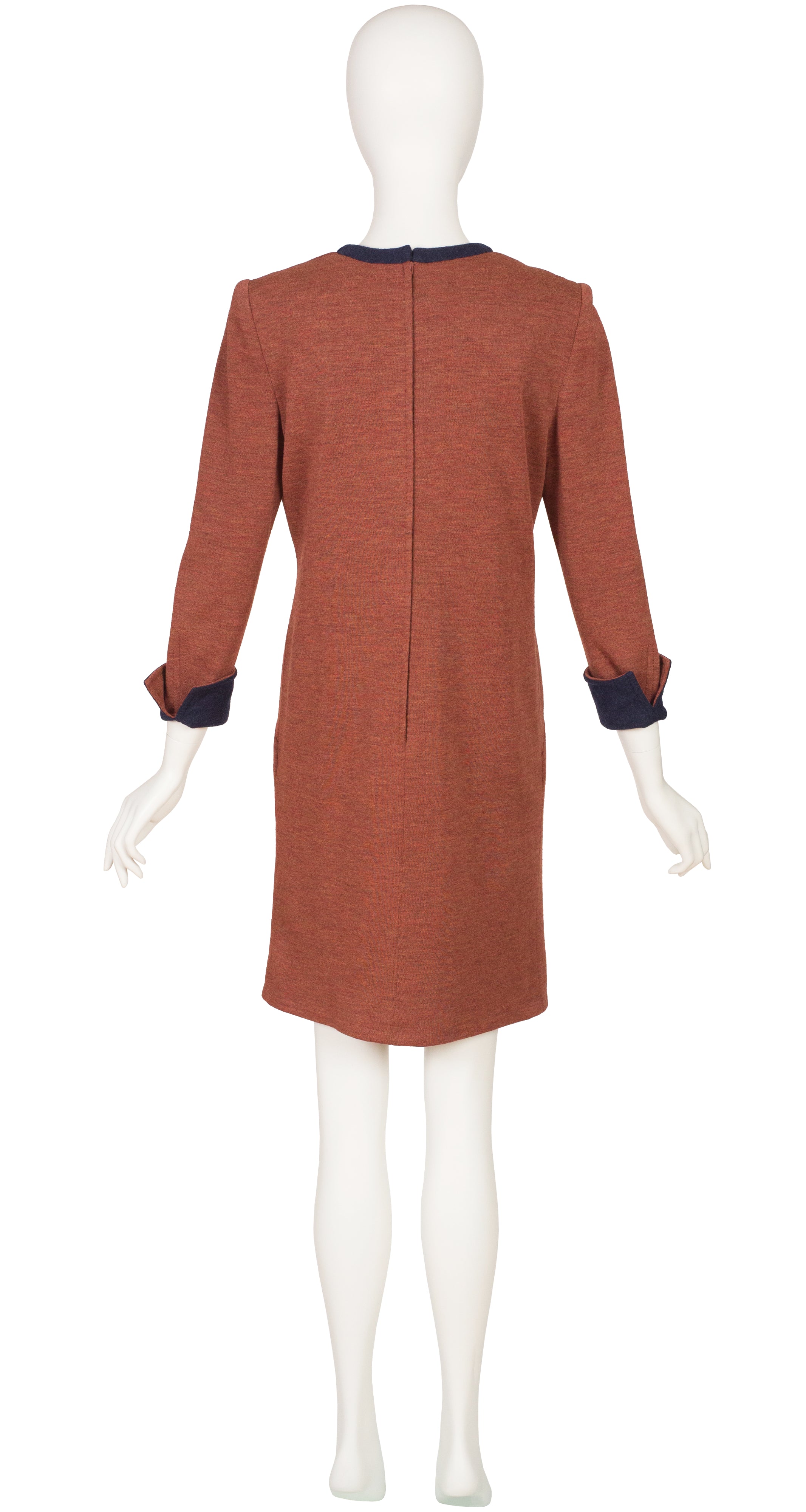 1980s Copper Wool Jersey Day Dress