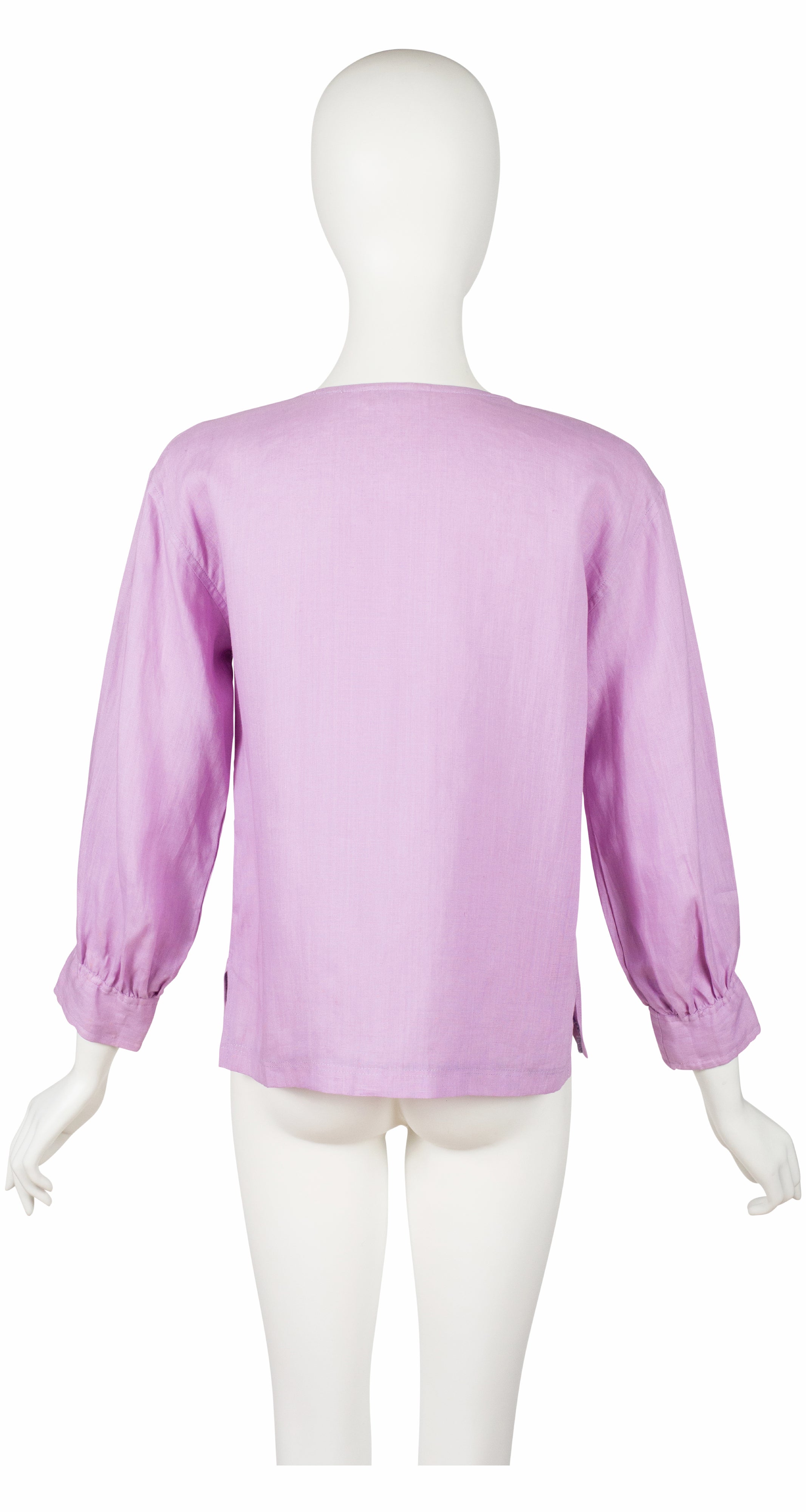 1980s Mauve Linen Button Up Blouse