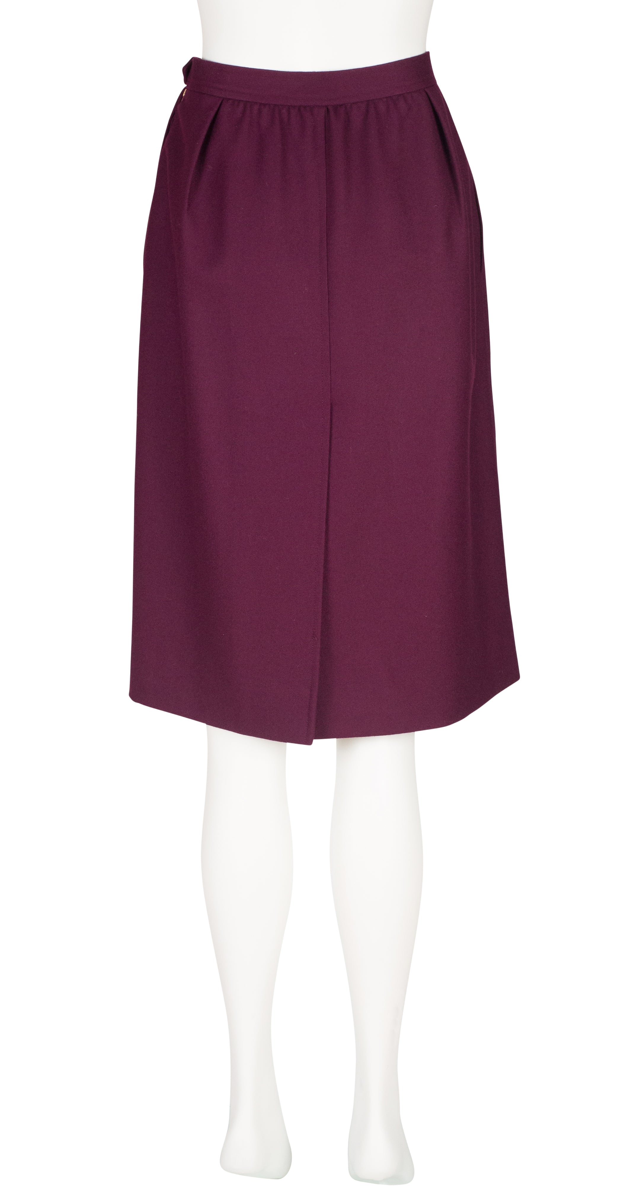 1980s Burgundy Wool High-Waisted Pencil Skirt