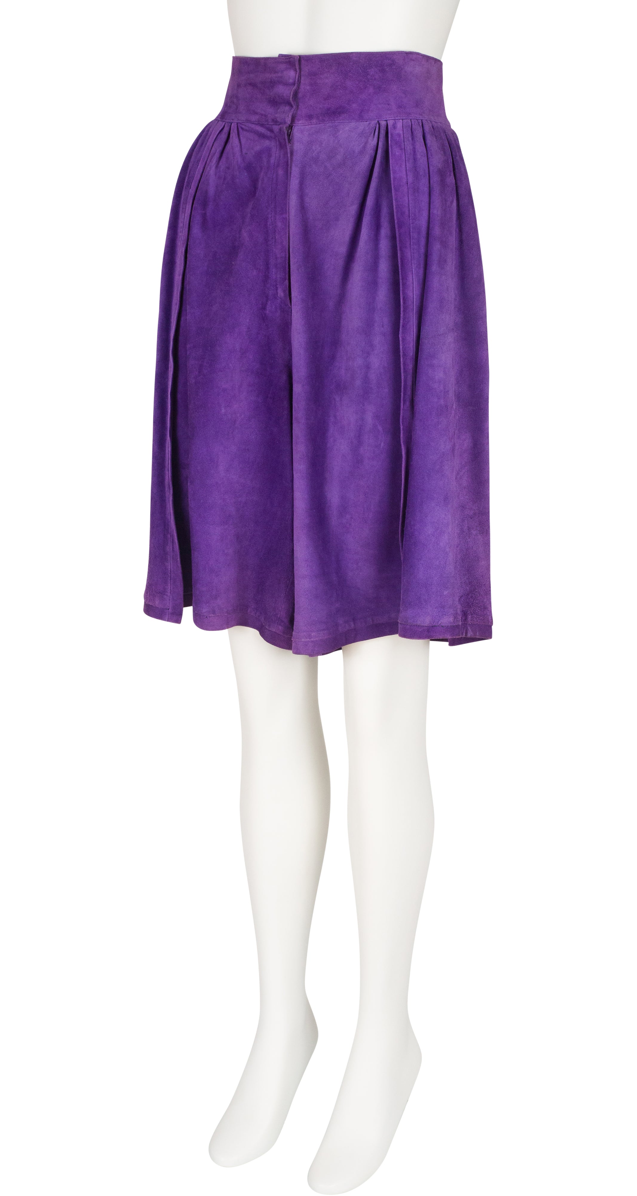 1982 S/S Apple Print Purple Suede Top & Shorts Set