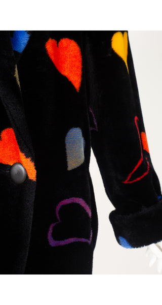 Donnybrook 1980s Heart Print Black Faux Fur Coat – Featherstone