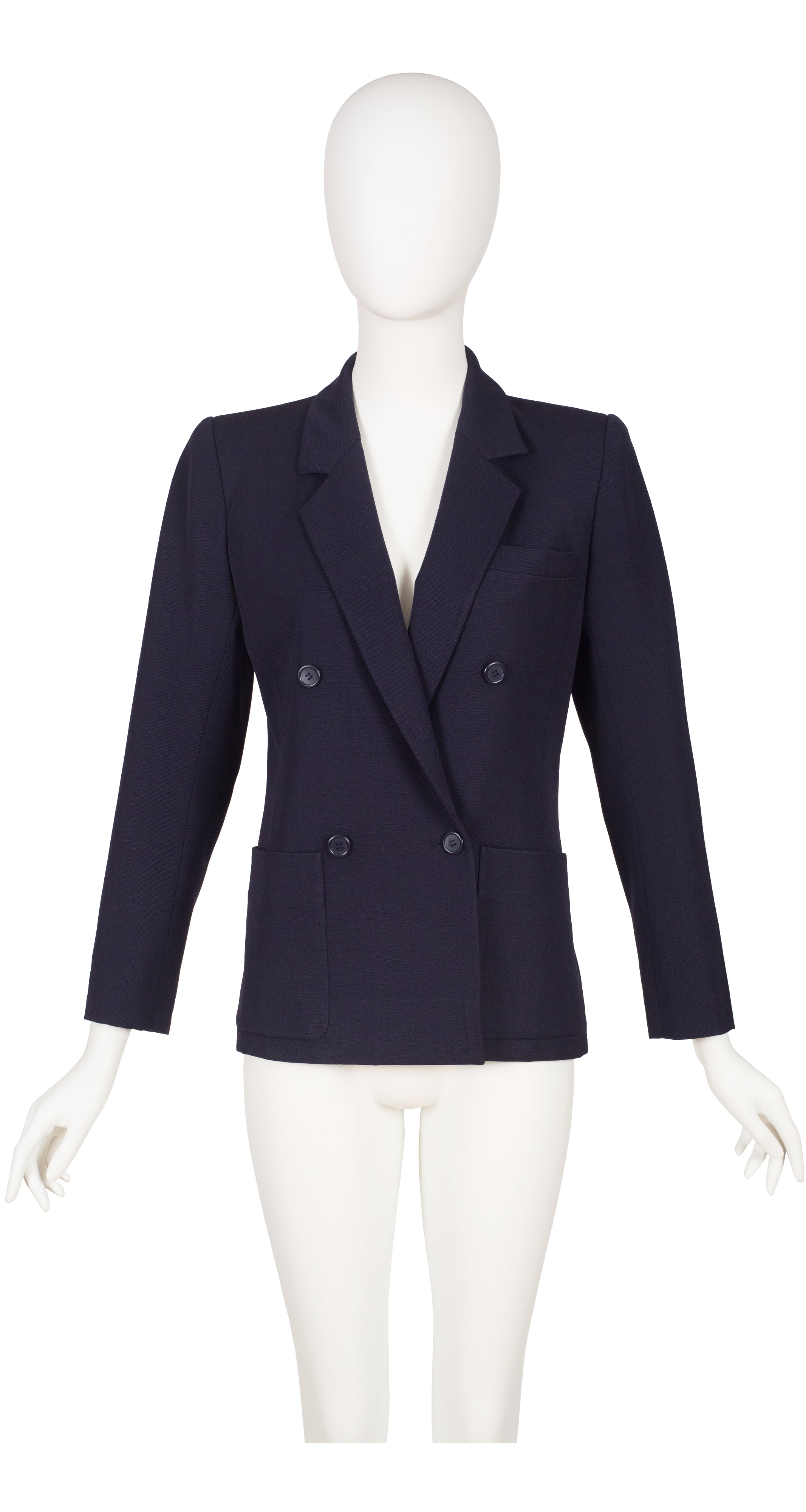 1981 S/S Navy Blue Wool Double-Breasted Blazer