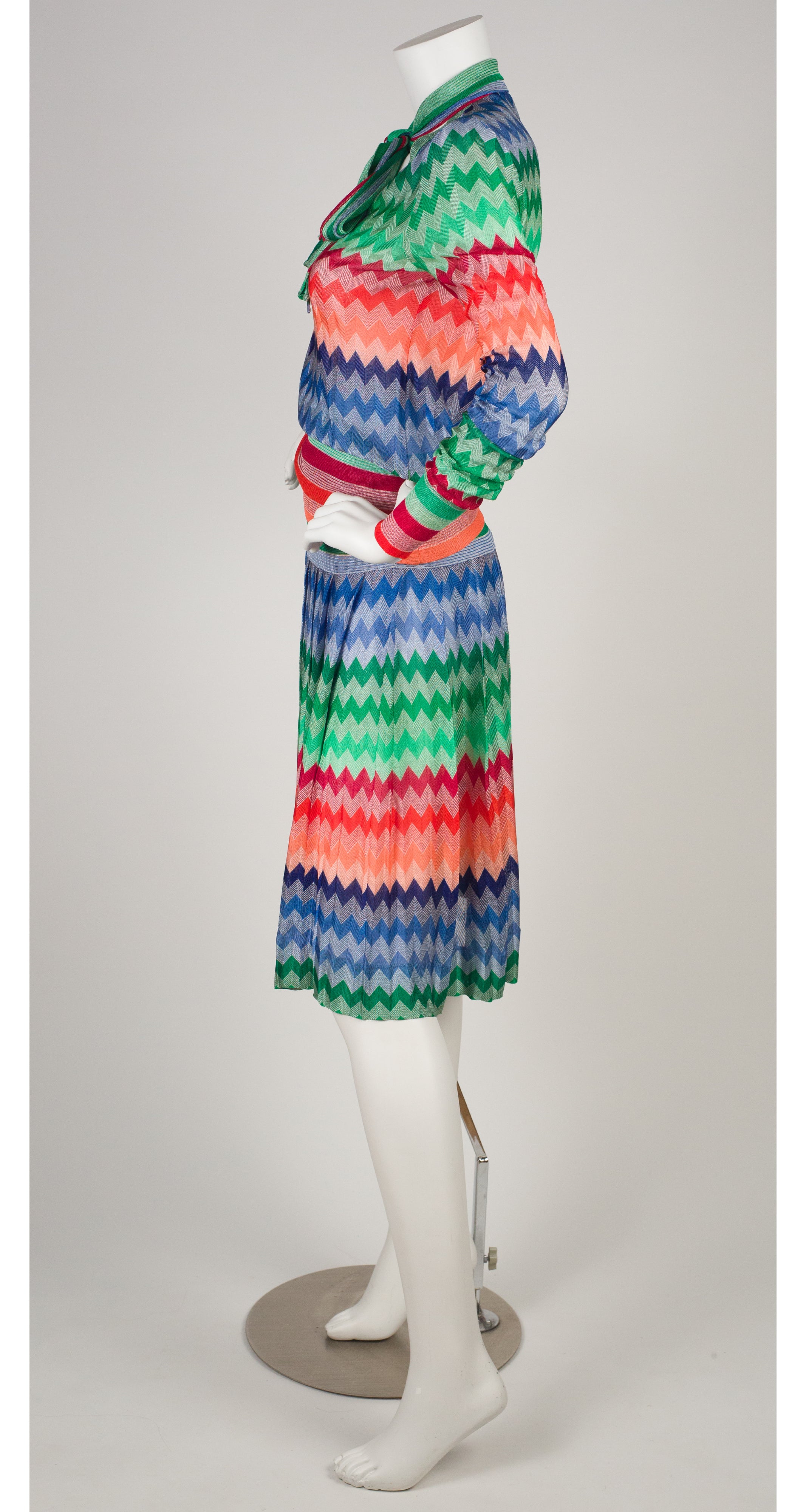 1973 S/S Documented Zig-Zag Knit Sweater & Skirt Set