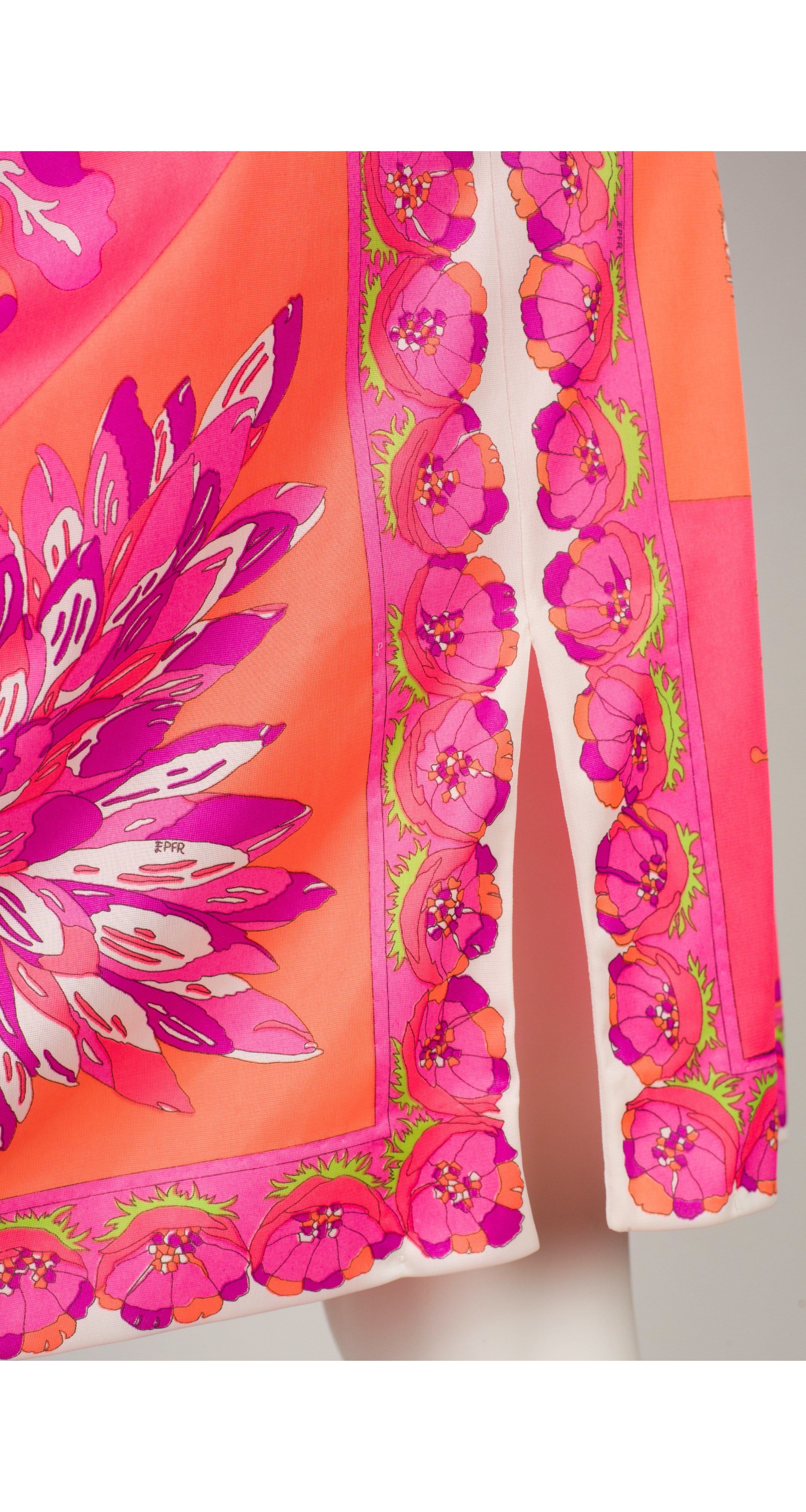 1960s Vibrant Floral Nylon Slip Skirt