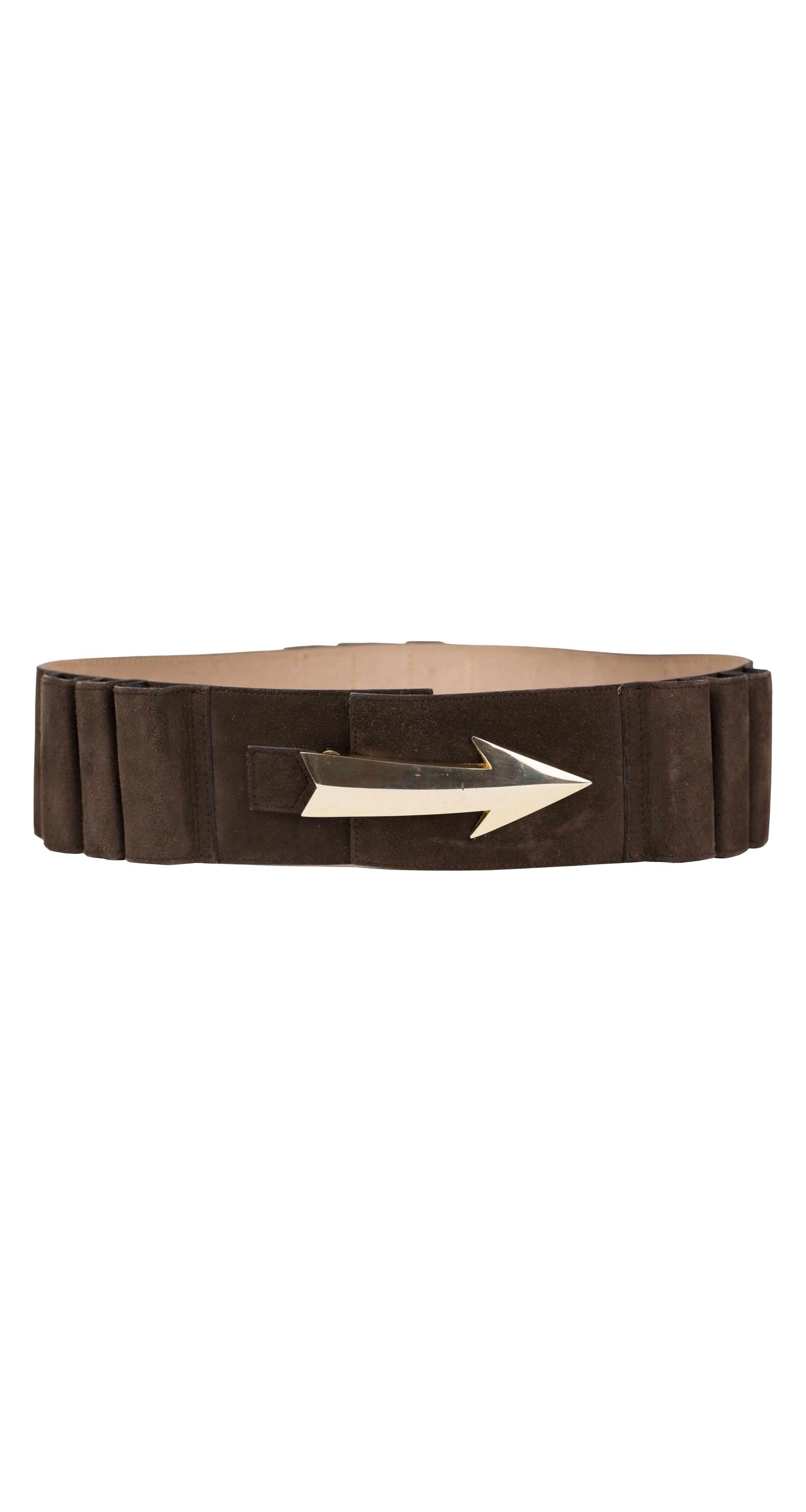 1980s Arrow Buckle Brown Suede Bullet Belt