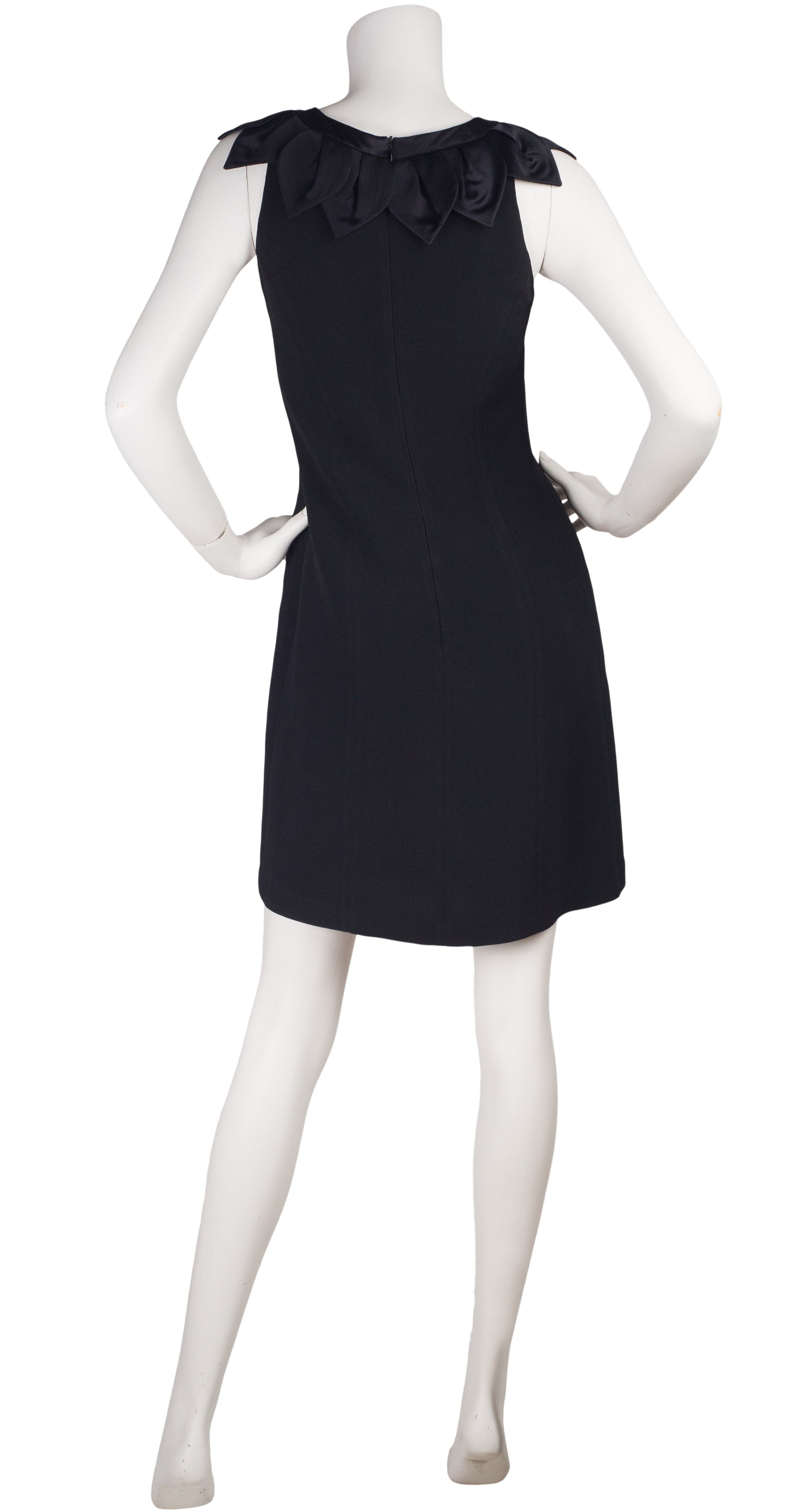 1990s Petal Collar Black Sheath Dress