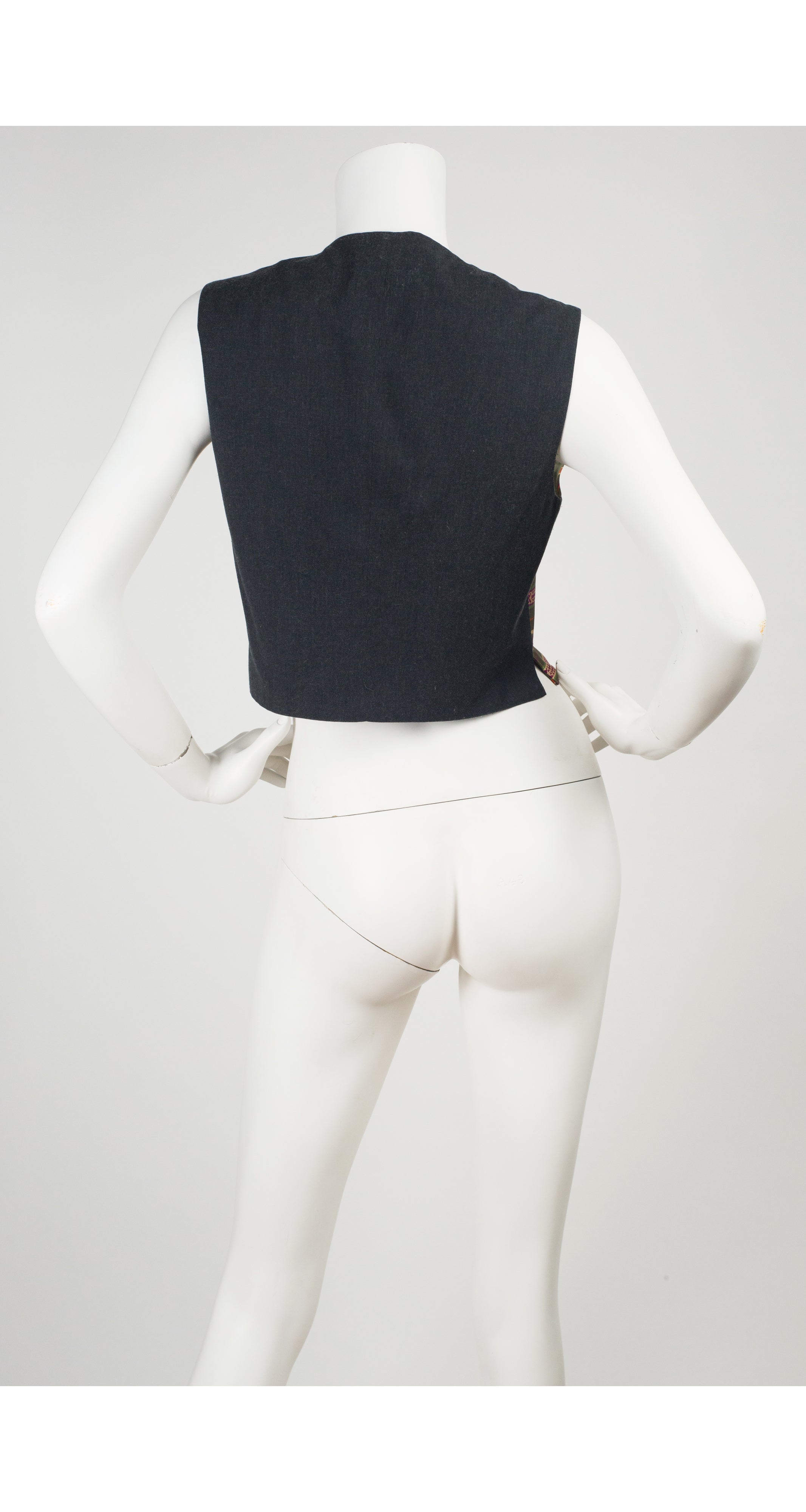 c. 1990 Striped Silk Jacquard Cropped Vest