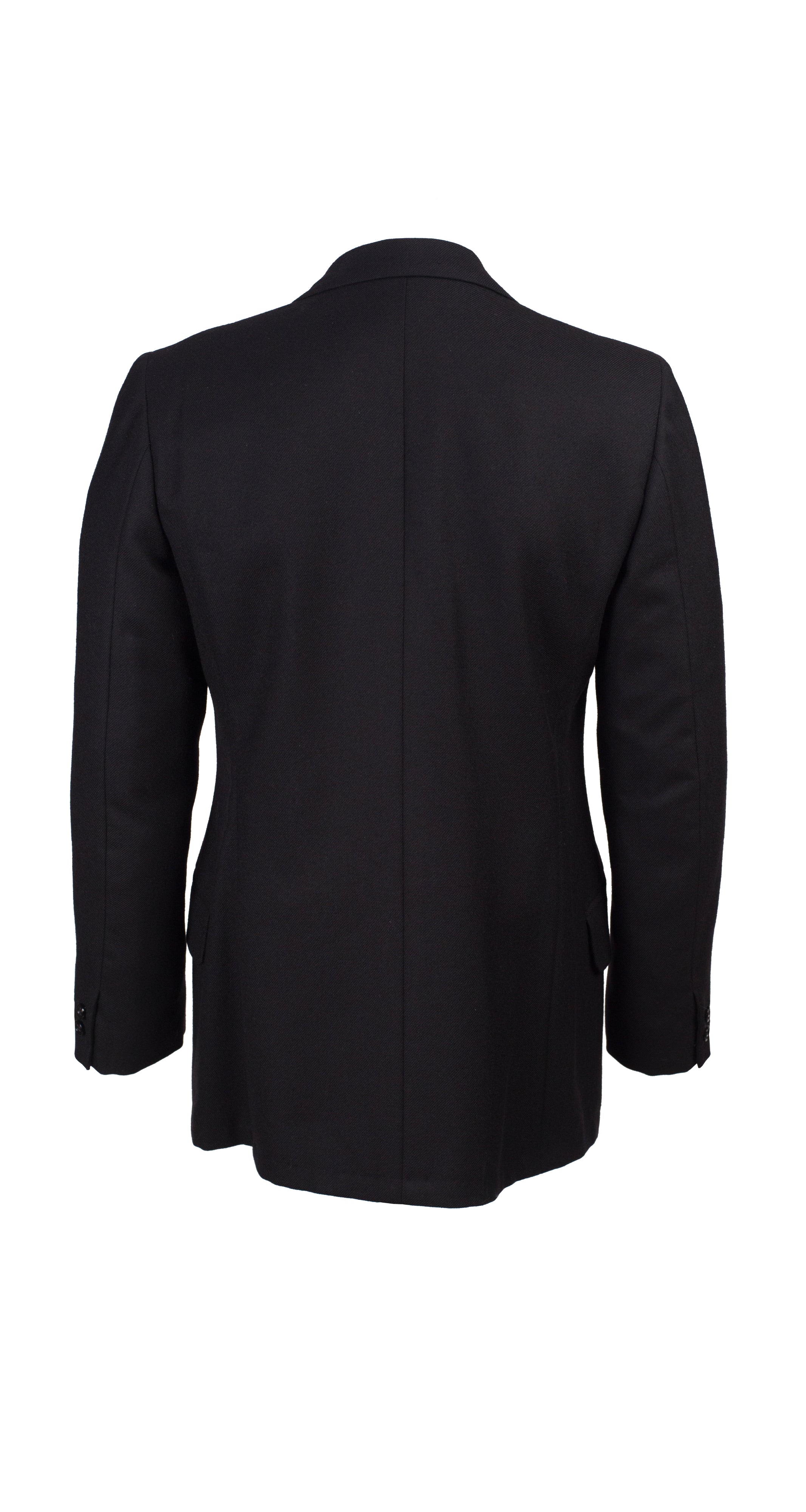1970s Men's Black Wool Double-Breasted Suit Jacket