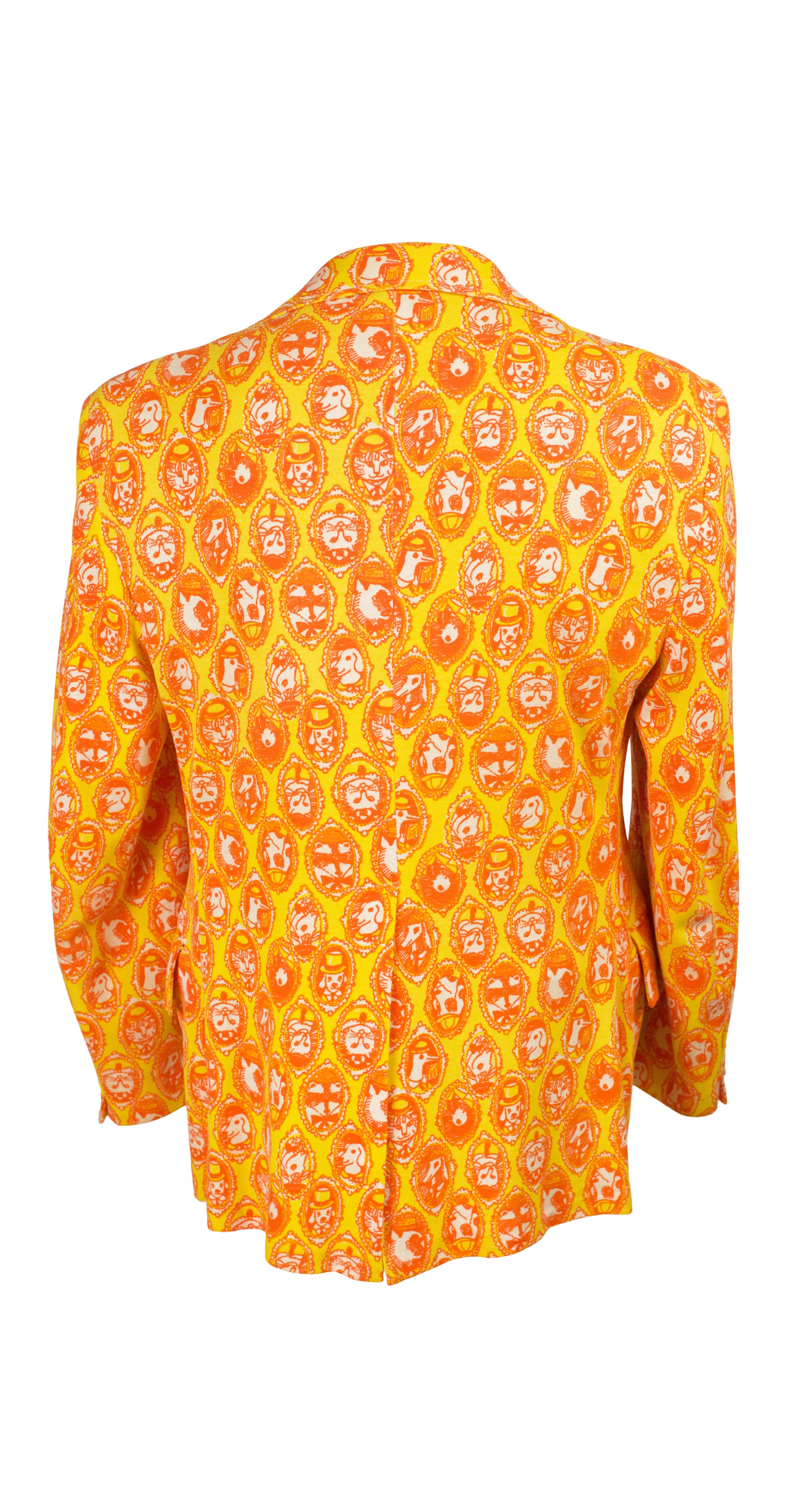1970s Men's Animal Cameo Orange & Yellow Blazer