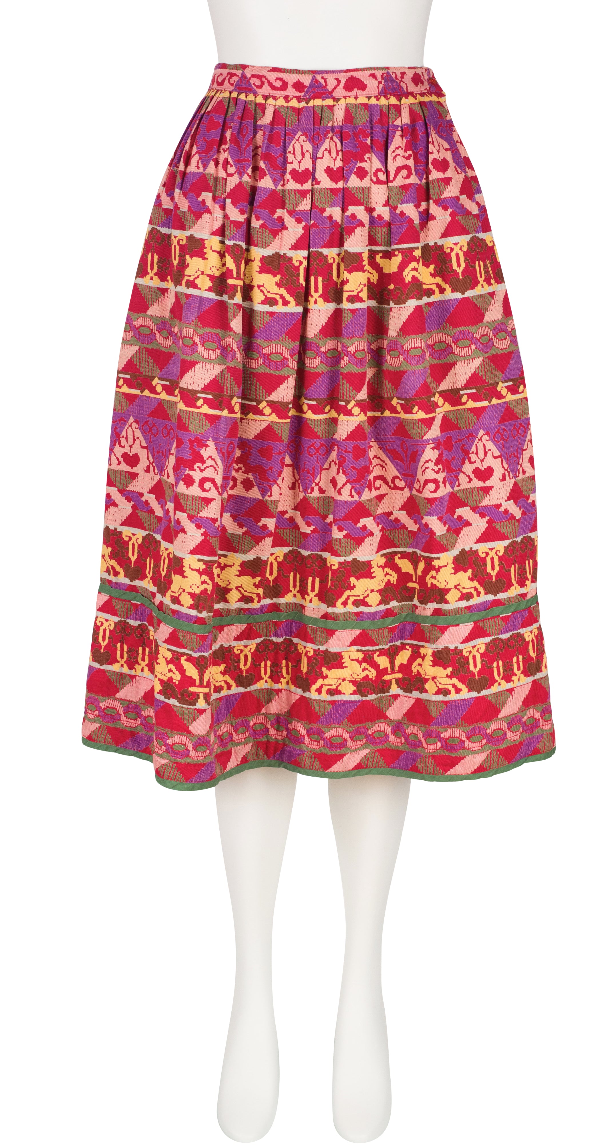 1980s Horse Print Cotton High-Waisted Skirt