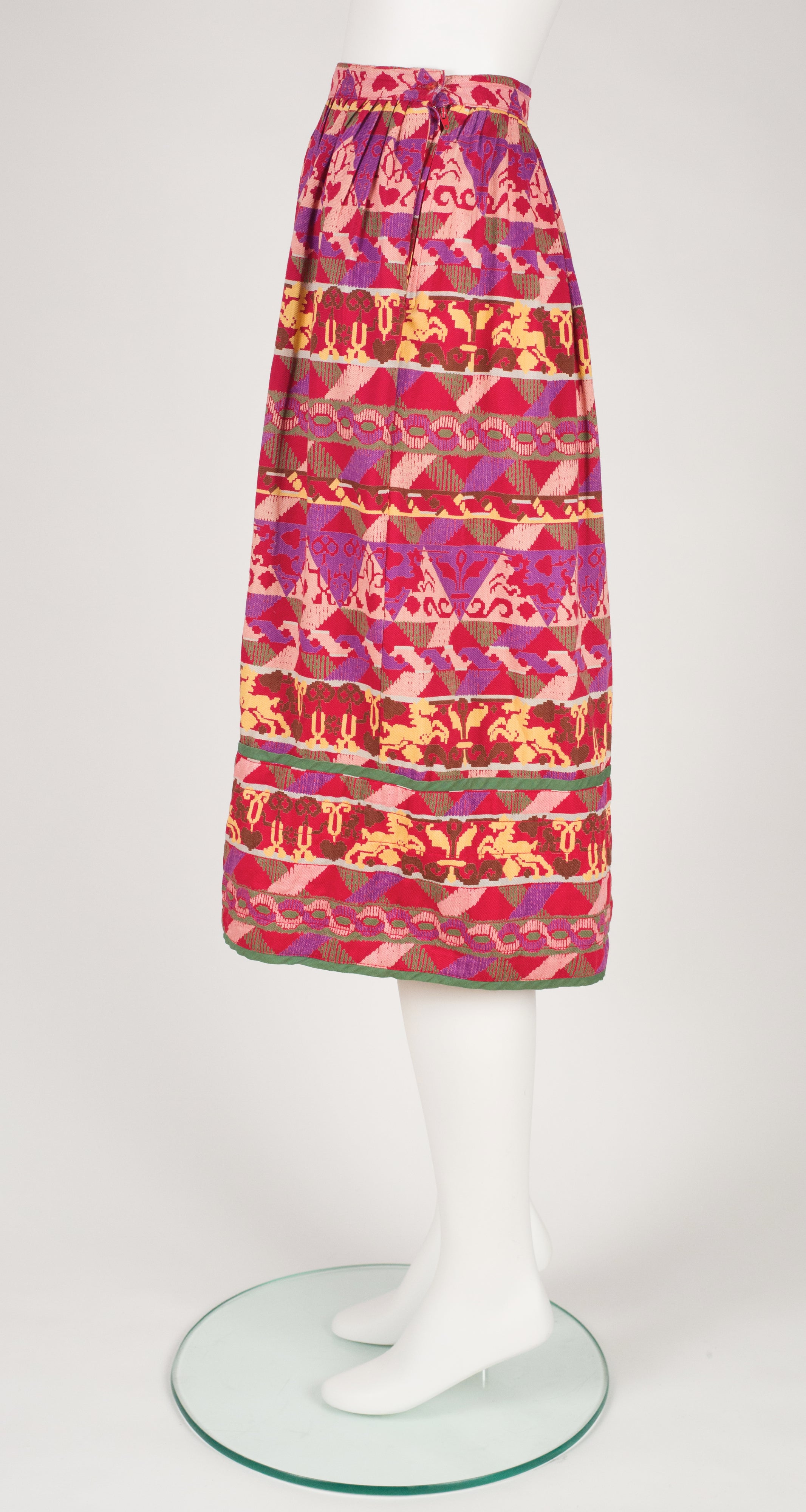 1980s Horse Print Cotton High-Waisted Skirt