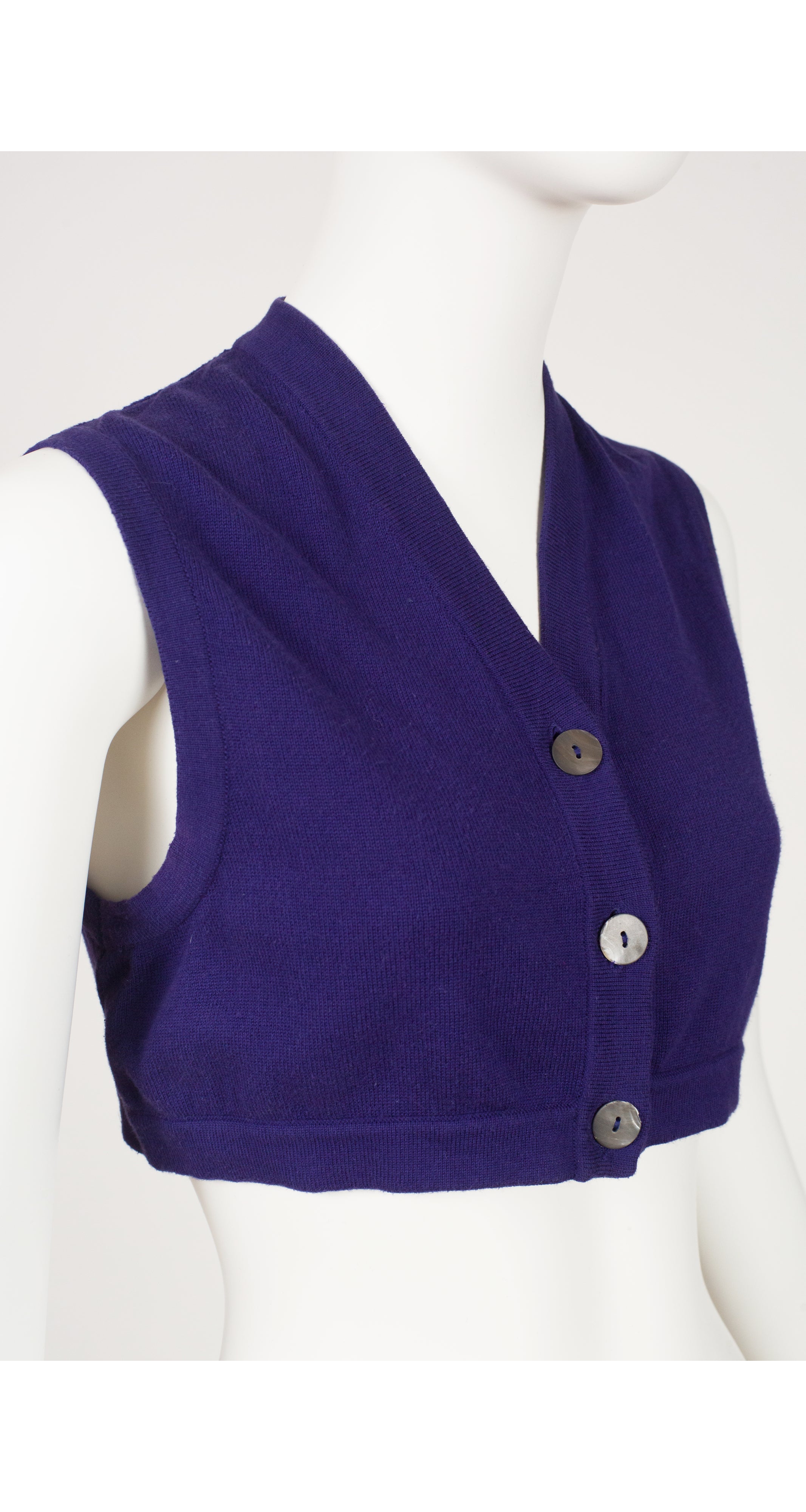 1989-90 F/W Purple Cotton Knit Cropped Vest
