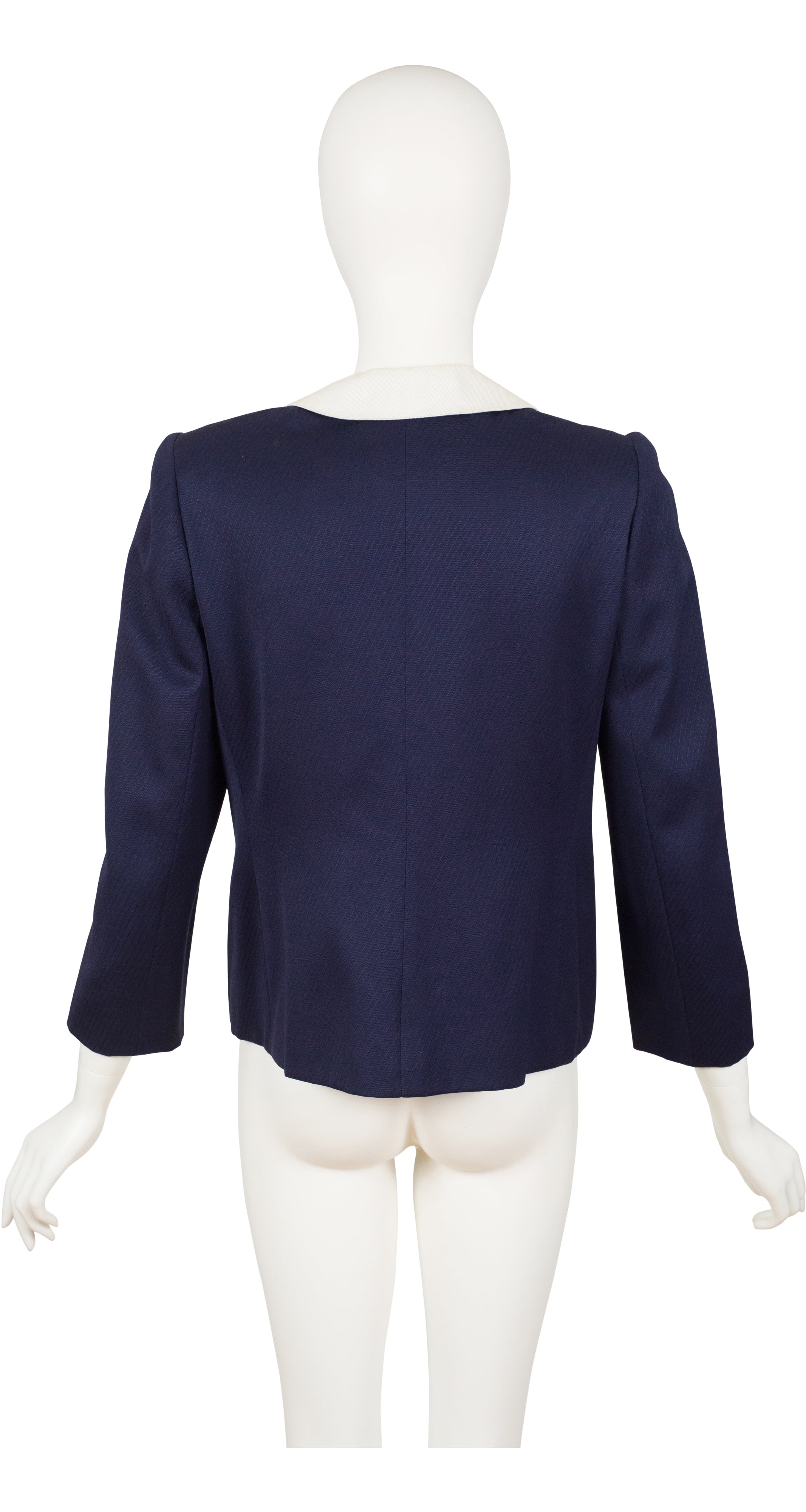 1980s Bow Collar Navy Wool Blazer